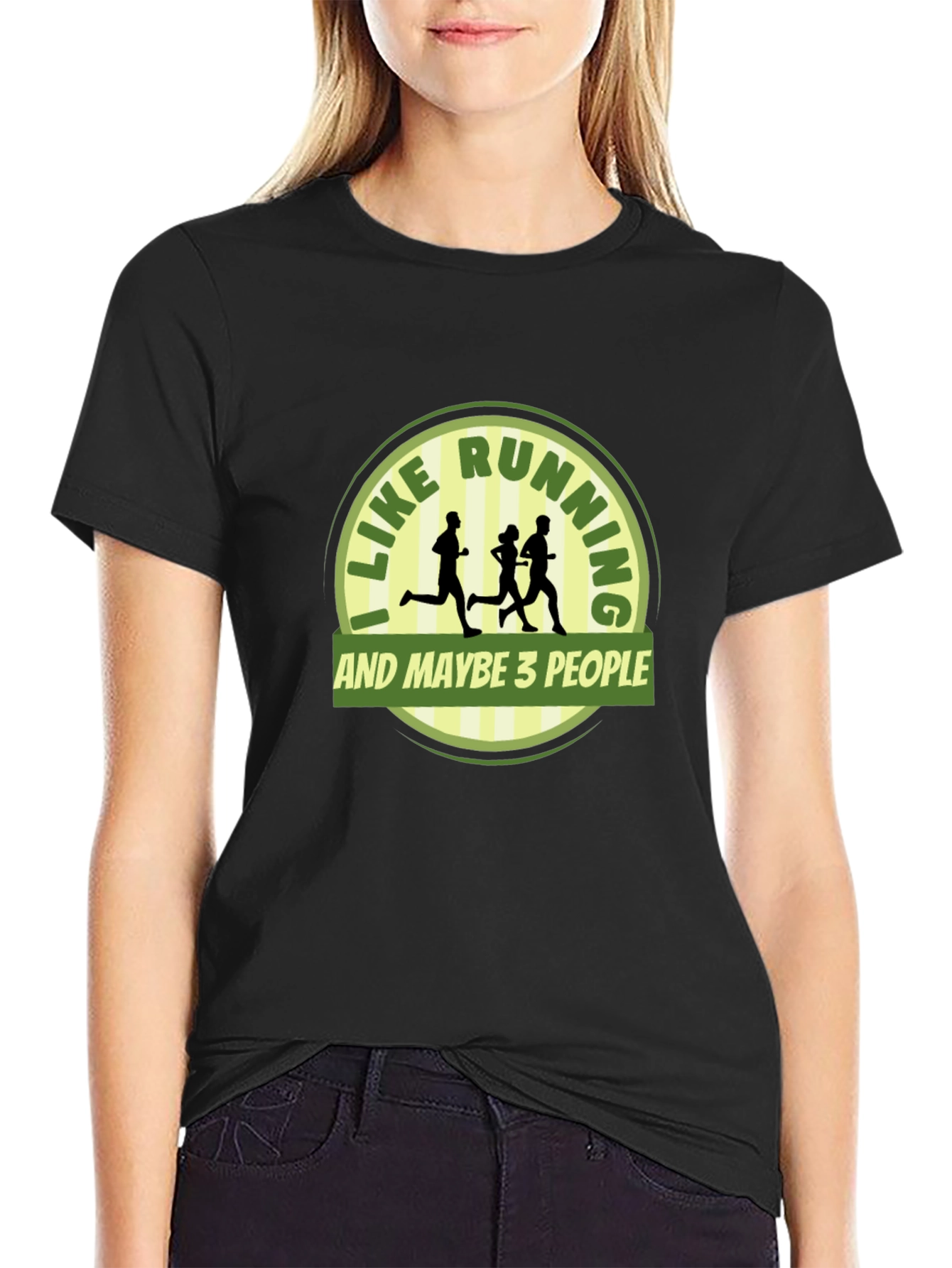 Black Funny Running T-Shirt - I Like Running & Maybe 3 People view 2
