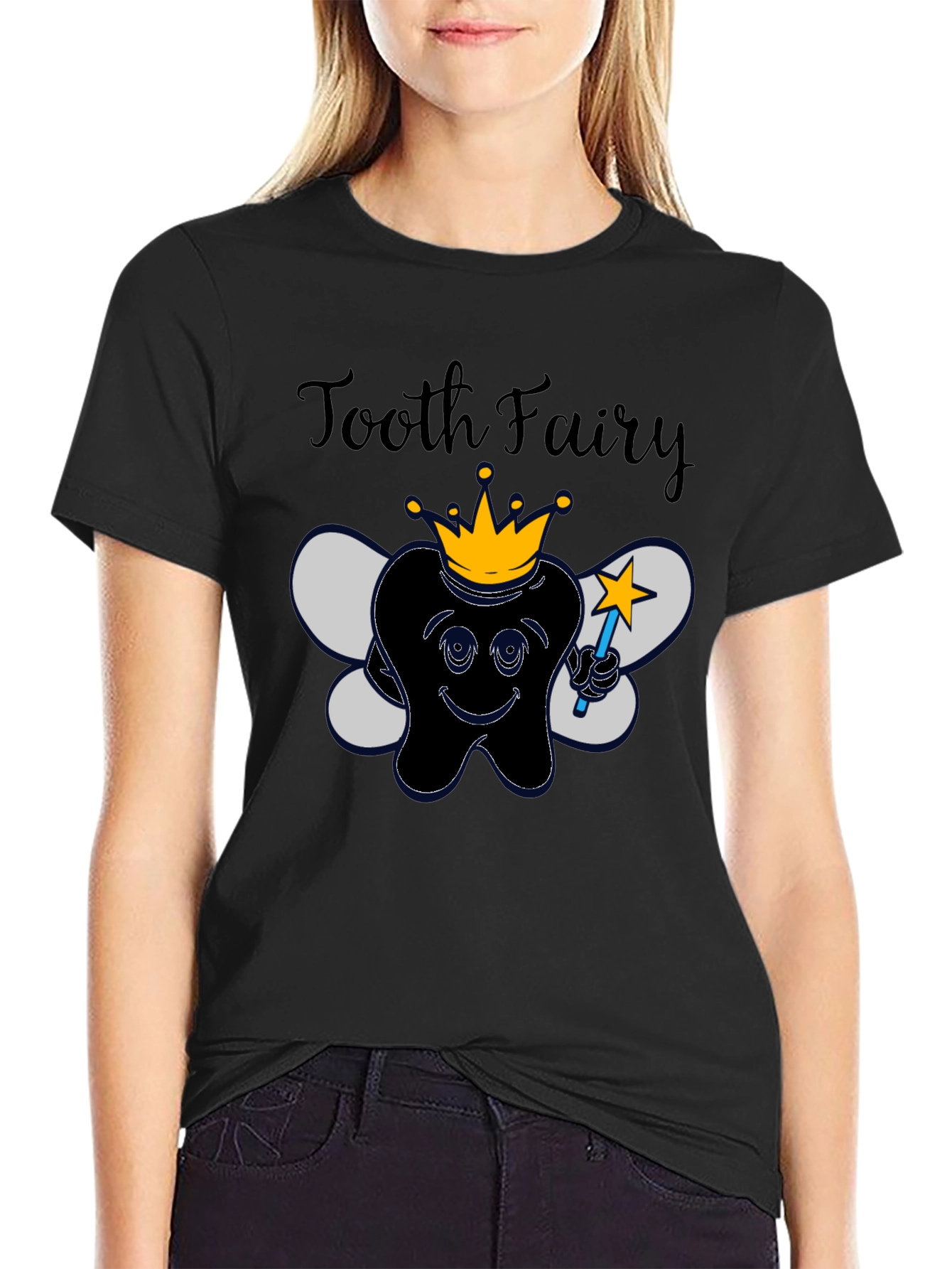 Black Tooth Fairy Graphic Tee - Black Novelty T-Shirt view 2
