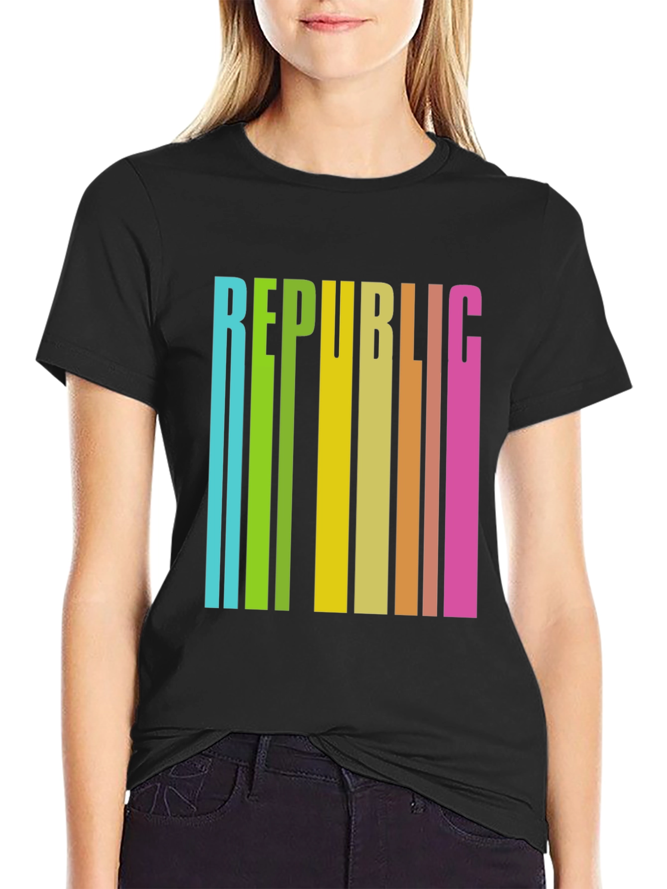 Black Republic Retro Striped Graphic Tee view 2