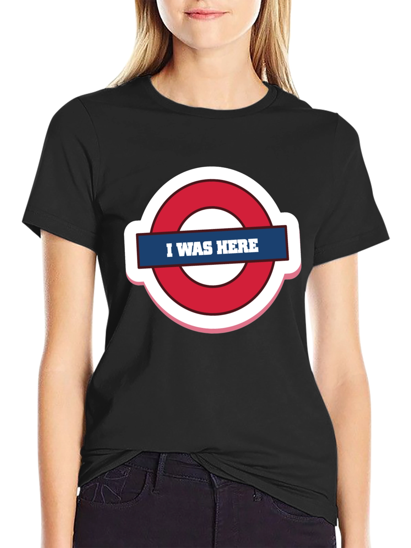Black I Was Here Graphic Tee - Trendy Design view 2