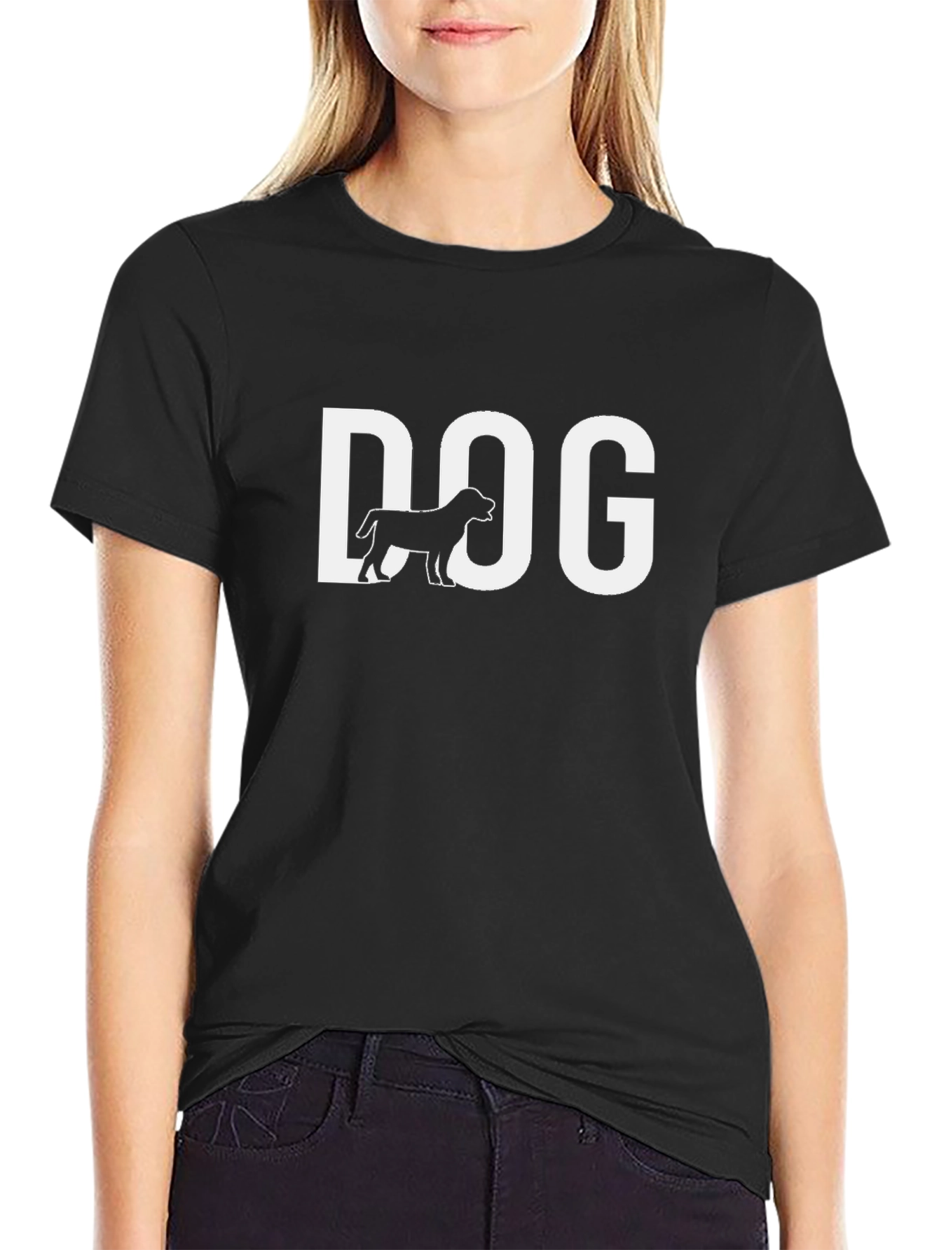 Black Dog Graphic Tee - Black Cotton Casual T-Shirt view 2