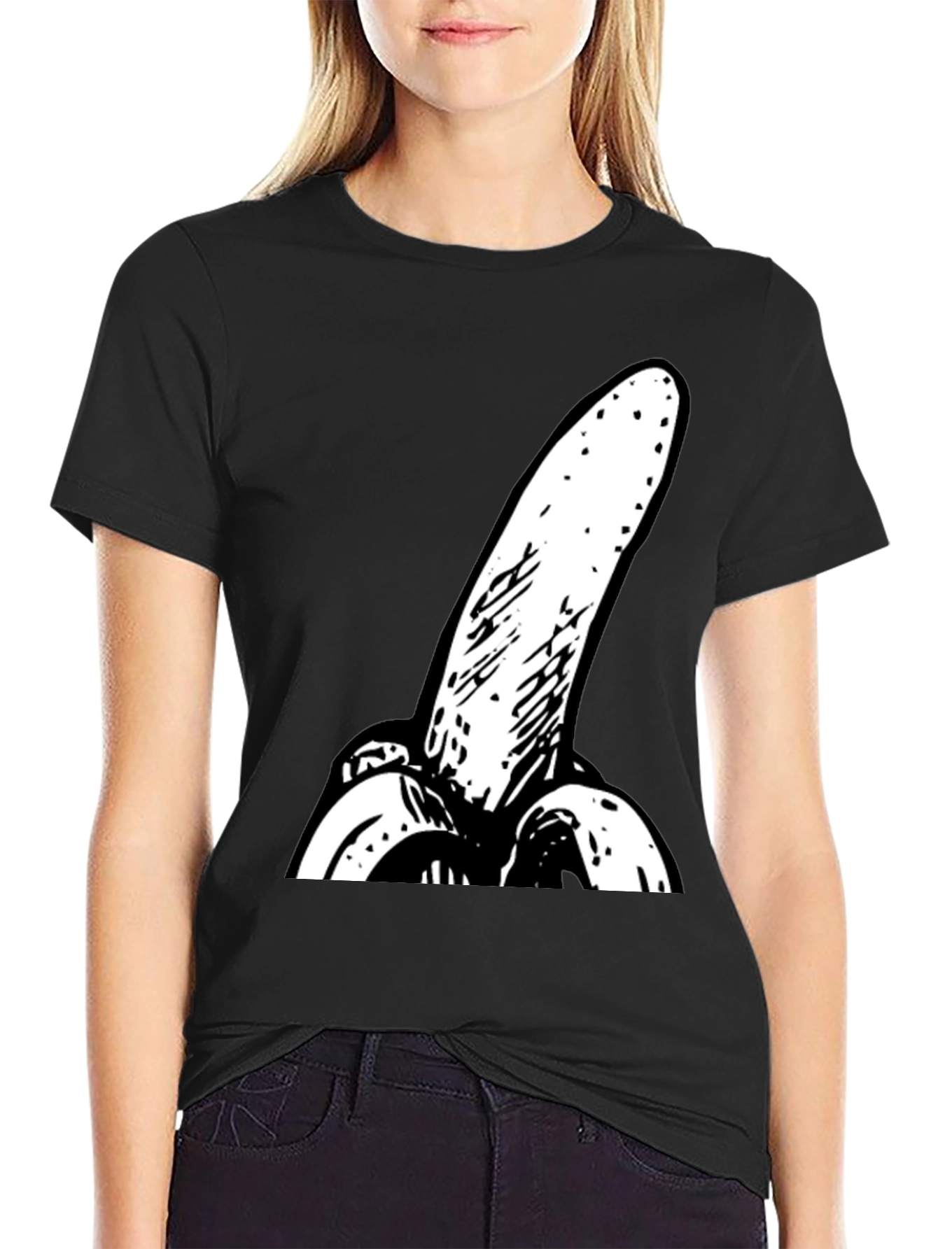 Black Novelty Banana Graphic Black T-Shirt view 2