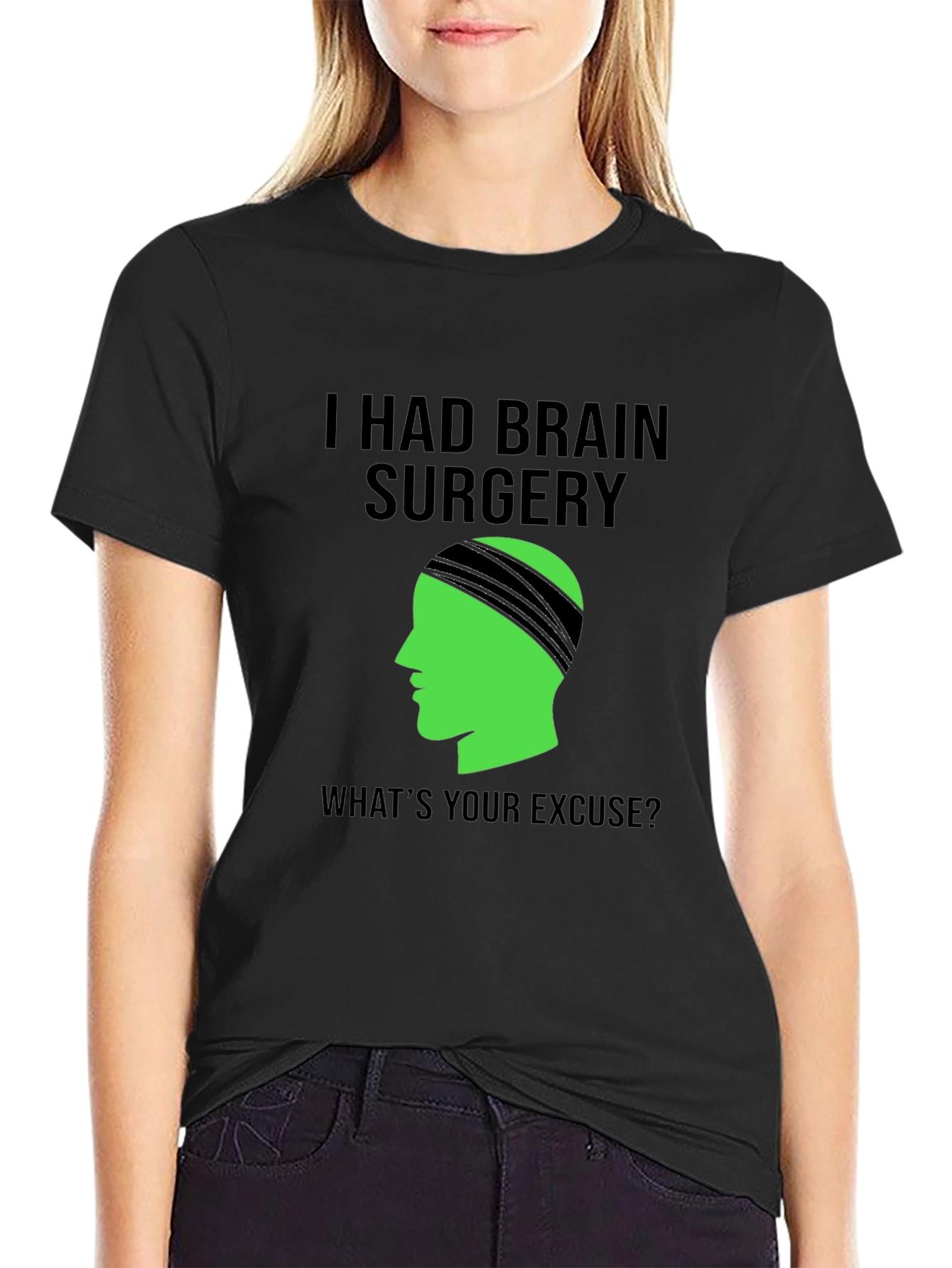 Black Brain Surgery Tee - What's Your Excuse? Novelty Graphic view 2