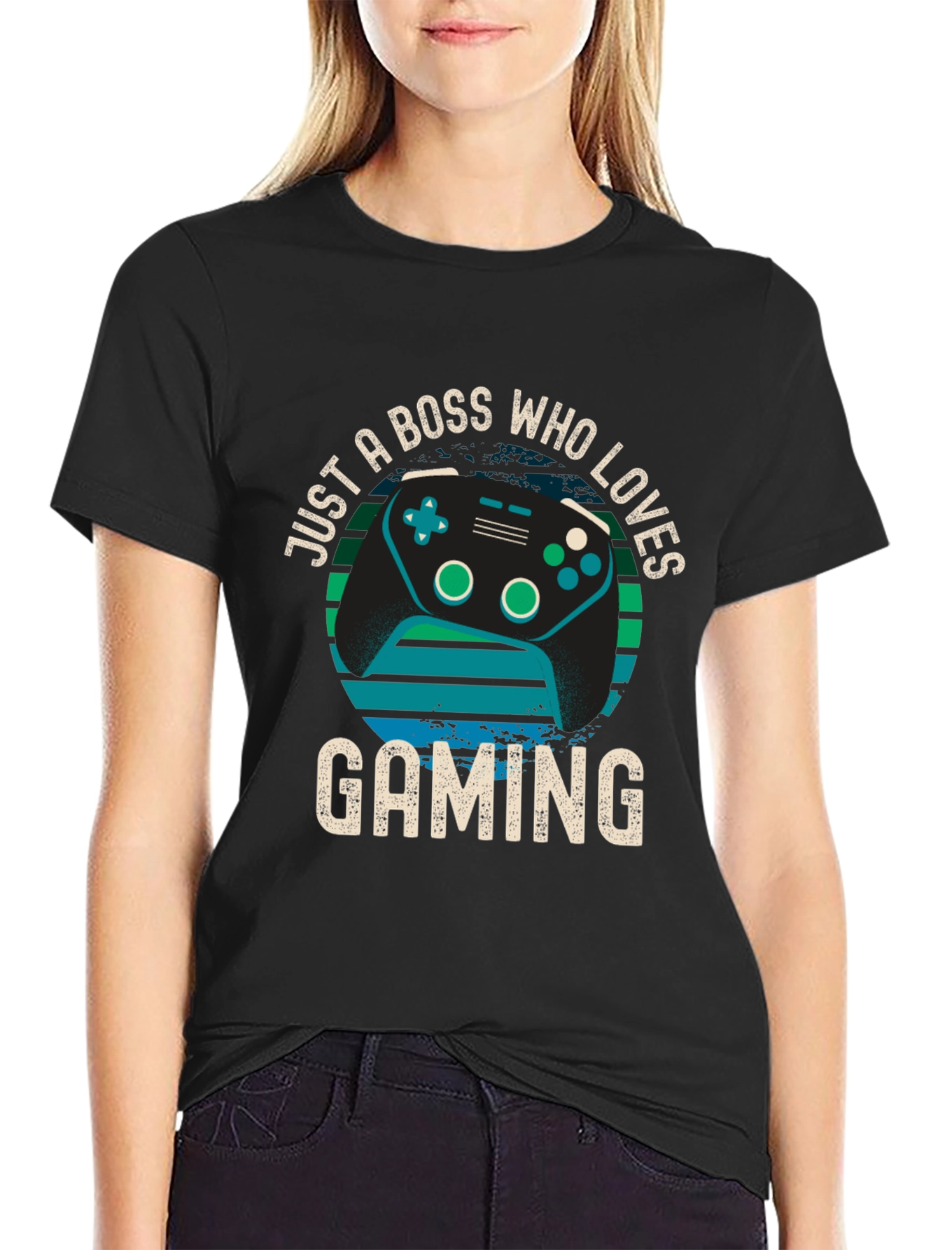 Black Boss Who Loves Gaming T-Shirt - Gamer Gift view 2