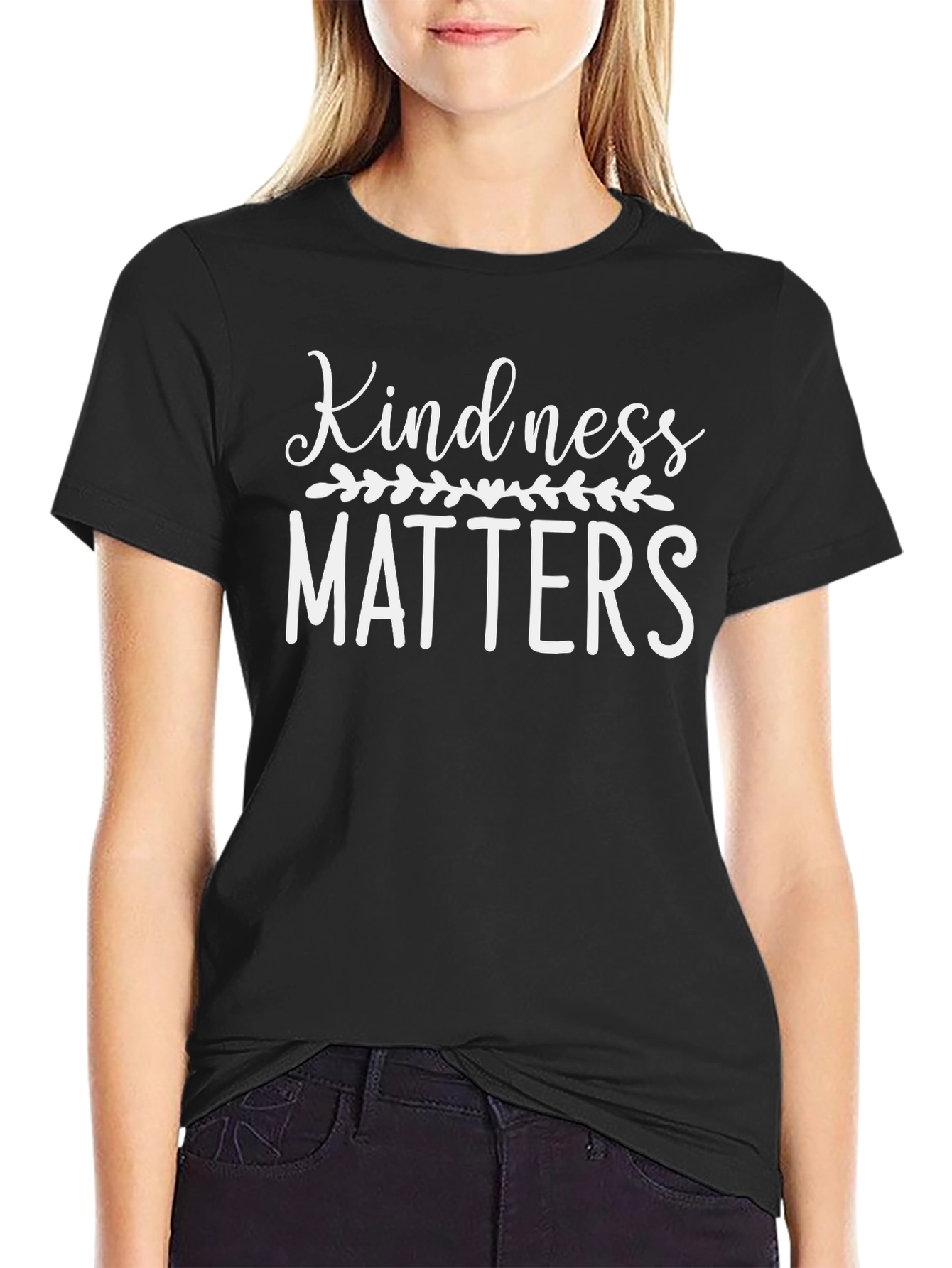 Black Kindness Matters Graphic Tee, Black Casual Shirt view 2