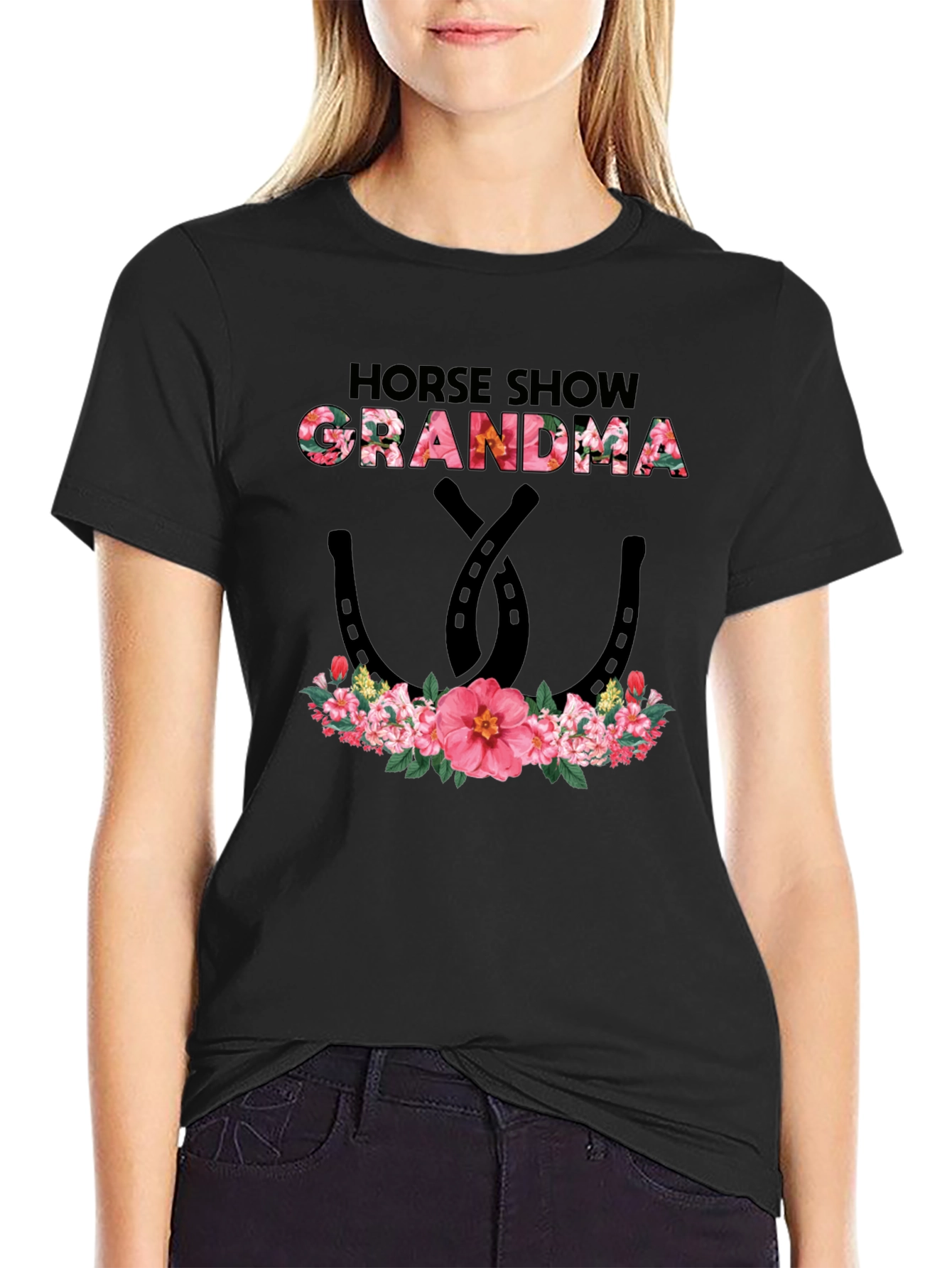 Black Horse Show Grandma Floral Graphic Tee view 2