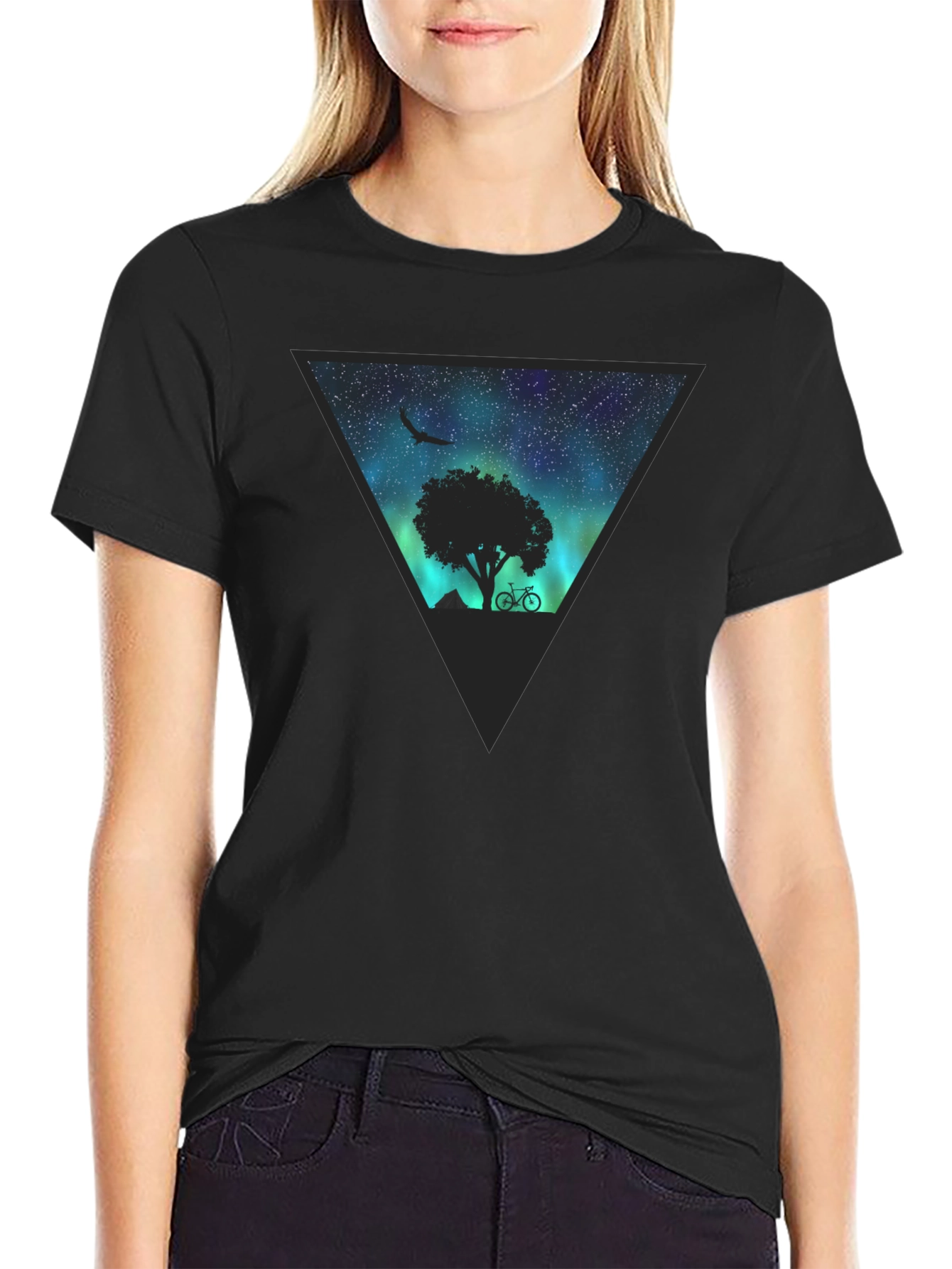 Black Aurora Tree Graphic Tee - Black view 2