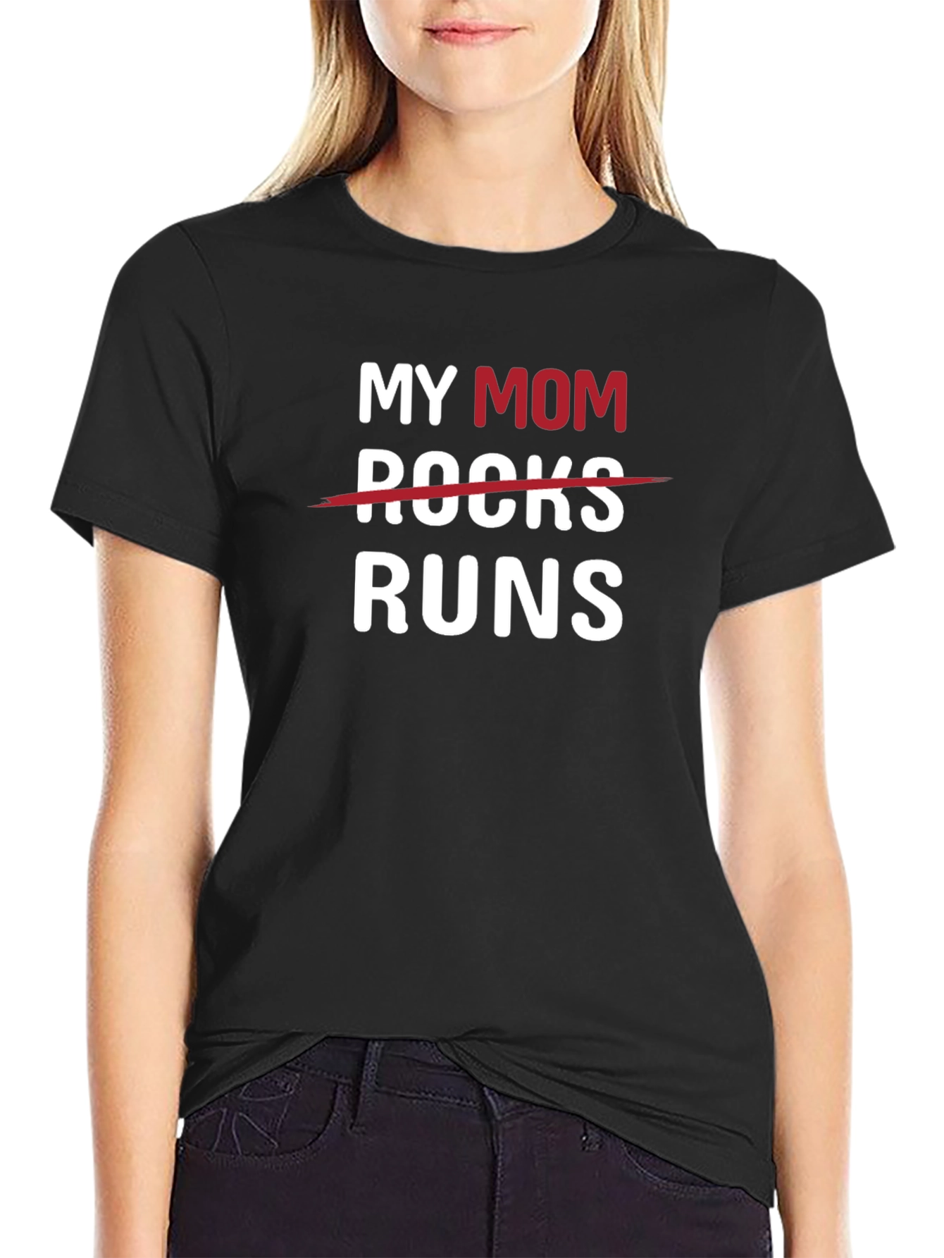 Black My Mom Runs T-Shirt - Funny Mother's Day Gift view 2