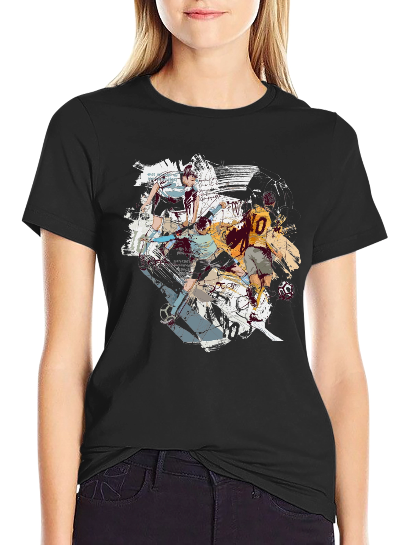 Black Soccer Art Graphic T-Shirt - Cool & Casual view 2