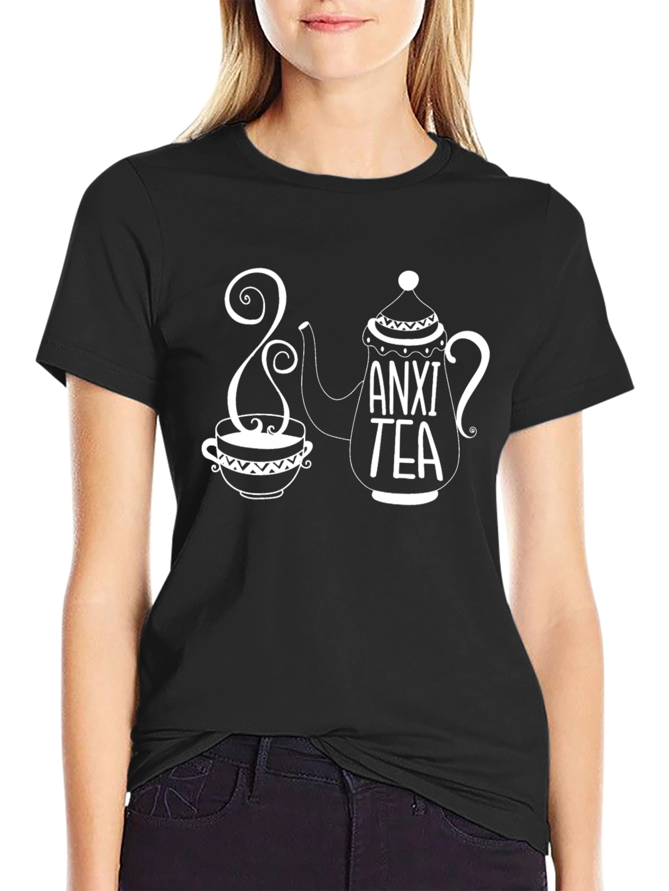 Black Anxi-TEA T-Shirt - Relax & Unwind view 2