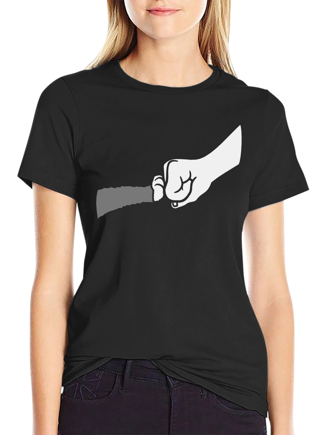 Black Hand Holding Knife Graphic T-Shirt view 2