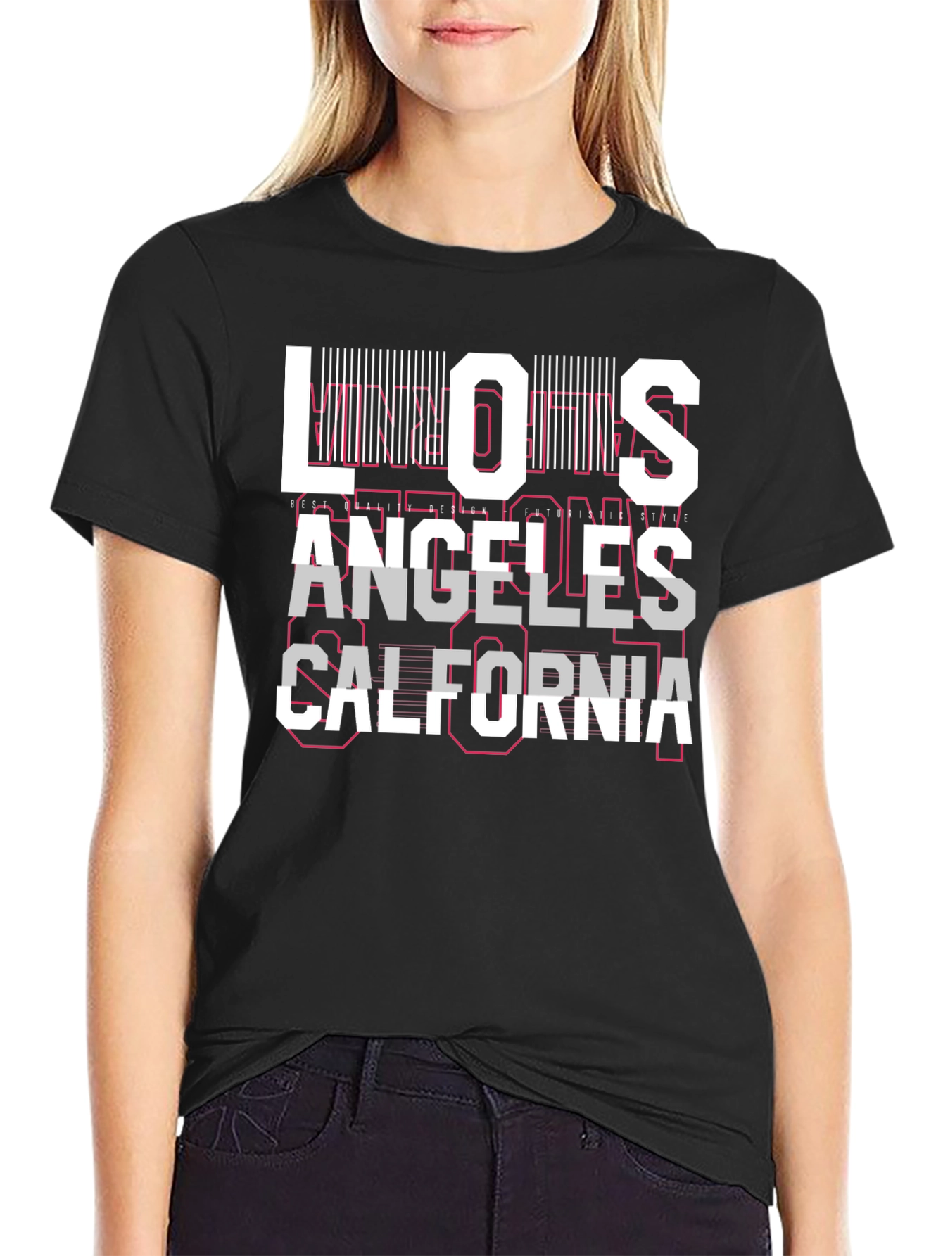 Black Los Angeles California Graphic Print T-Shirt view 2