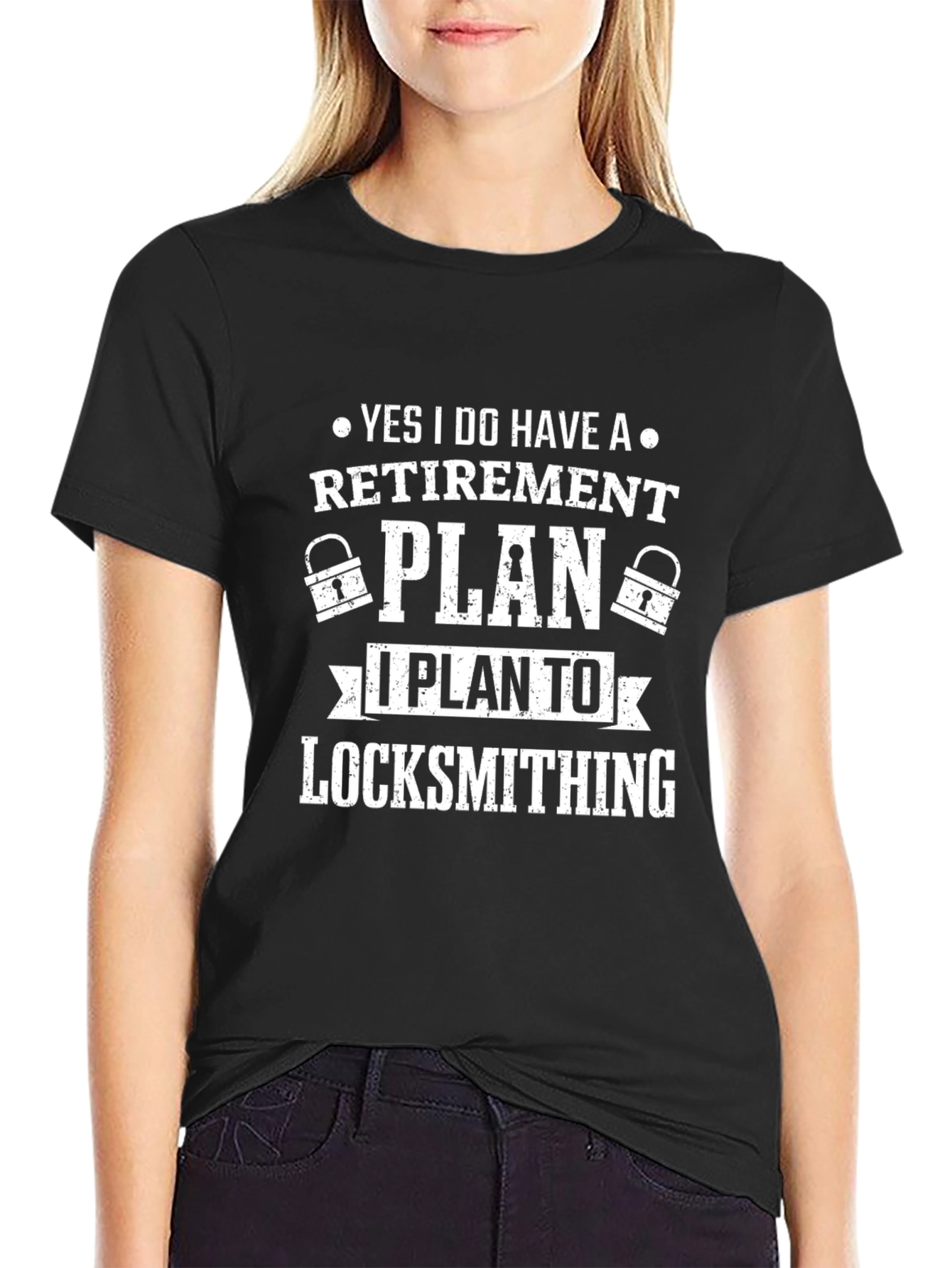 Black Locksmithing Retirement Plan T-Shirt view 2