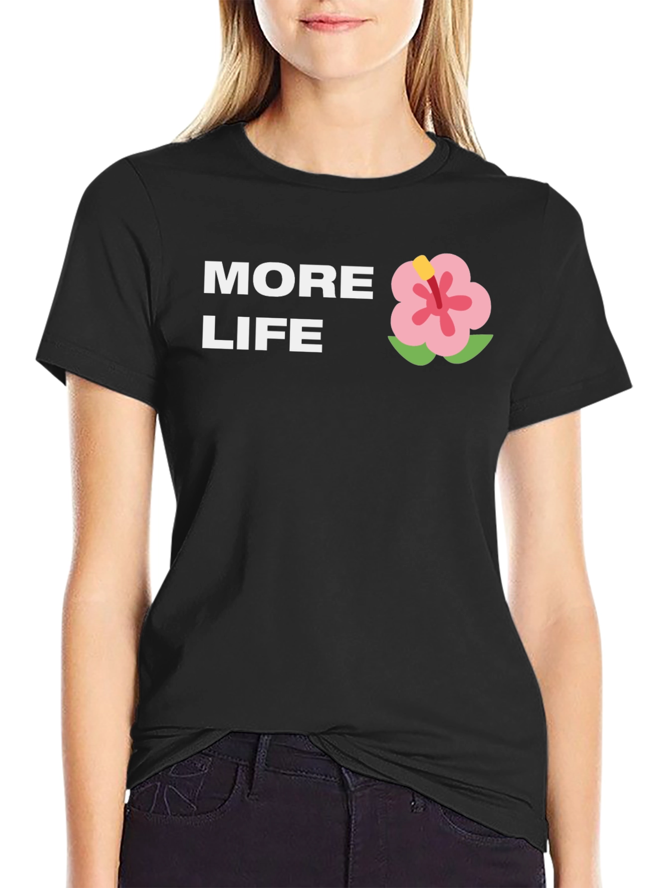 Black More Life Graphic Tee - Casual Black T-Shirt view 2