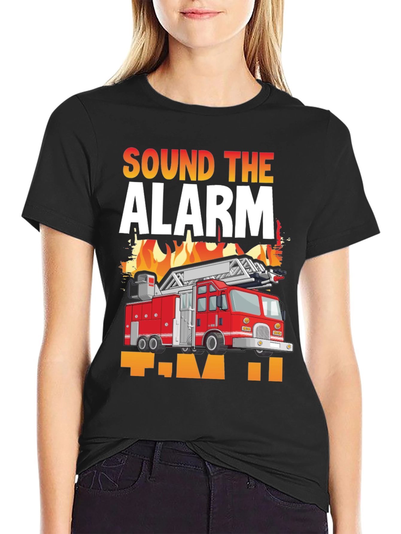 Black Sound the Alarm Firefighter T-Shirt view 2