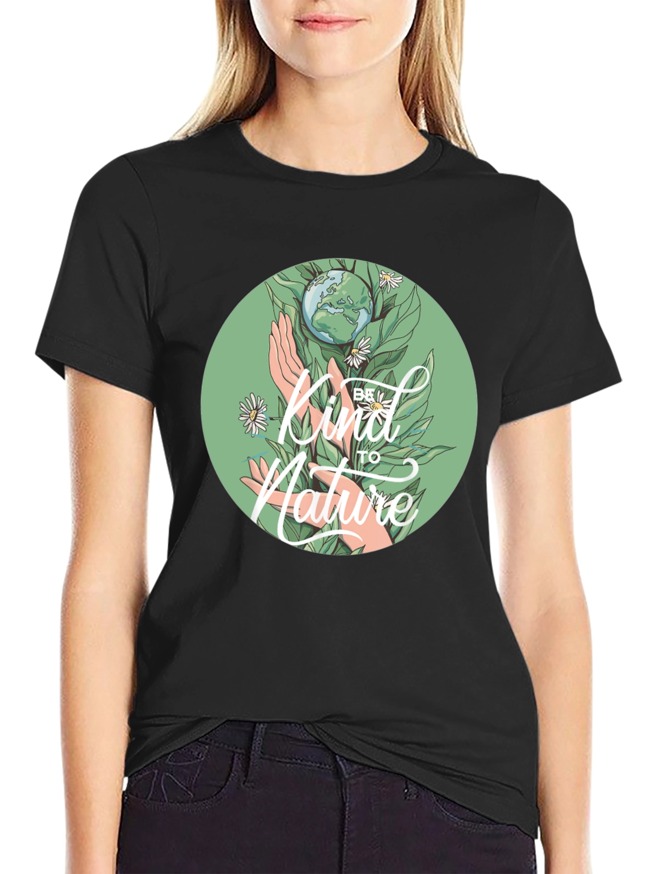 Black Kind To Nature Graphic Tee - Eco-Friendly Design view 2