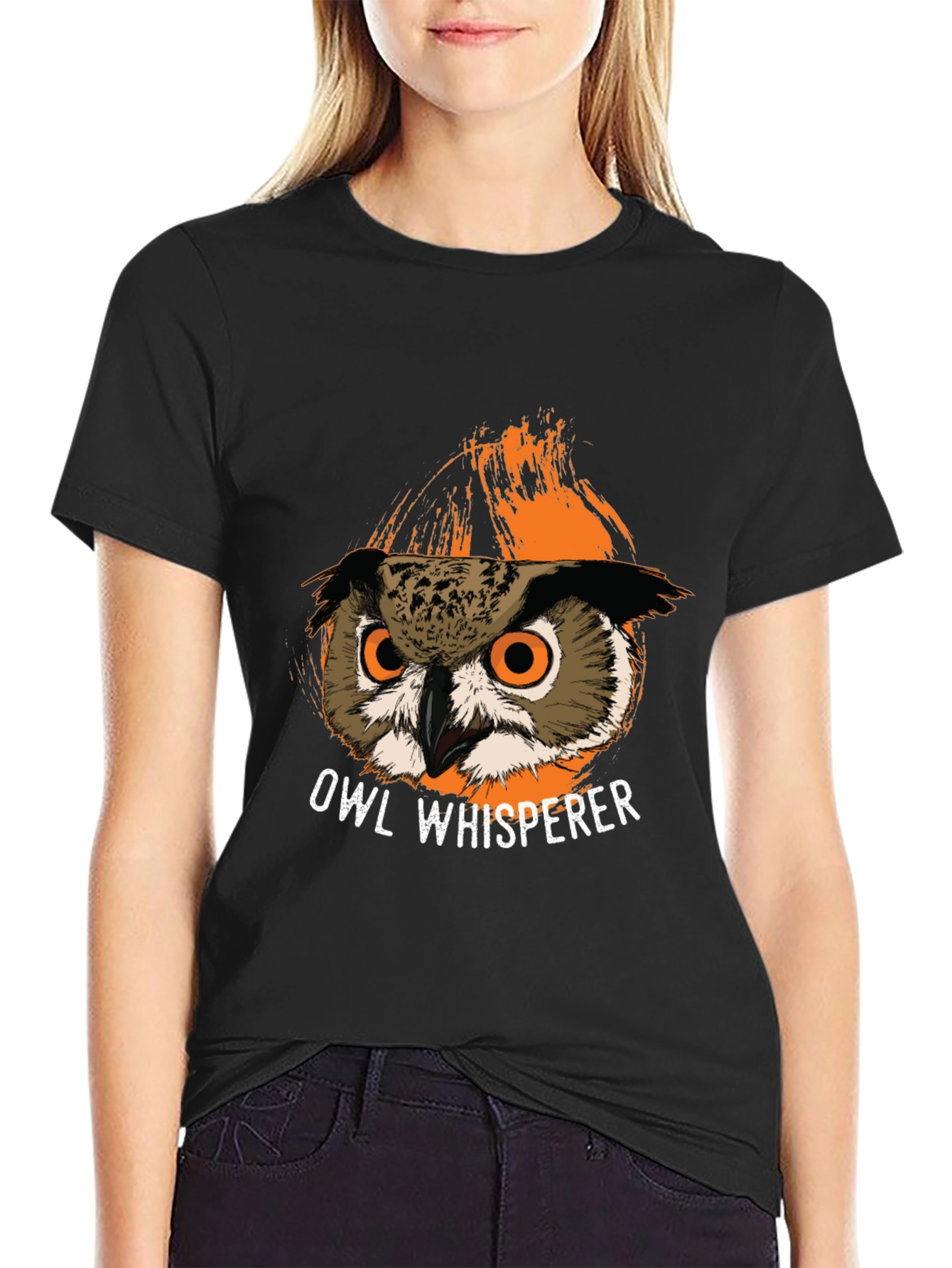 Black Owl Whisperer Graphic T-Shirt view 2