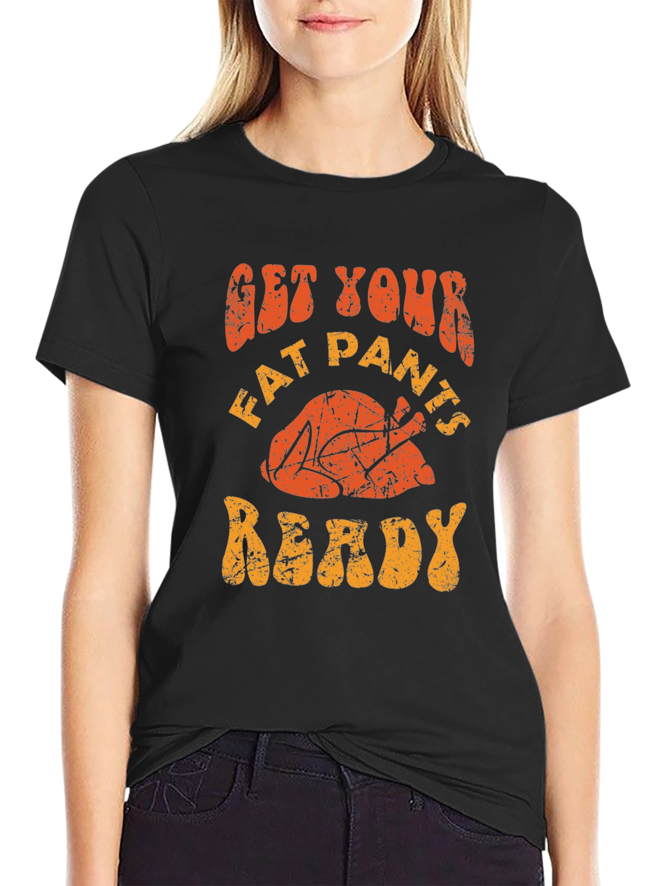 Black Get Your Fat Pants Ready Turkey T-Shirt view 2