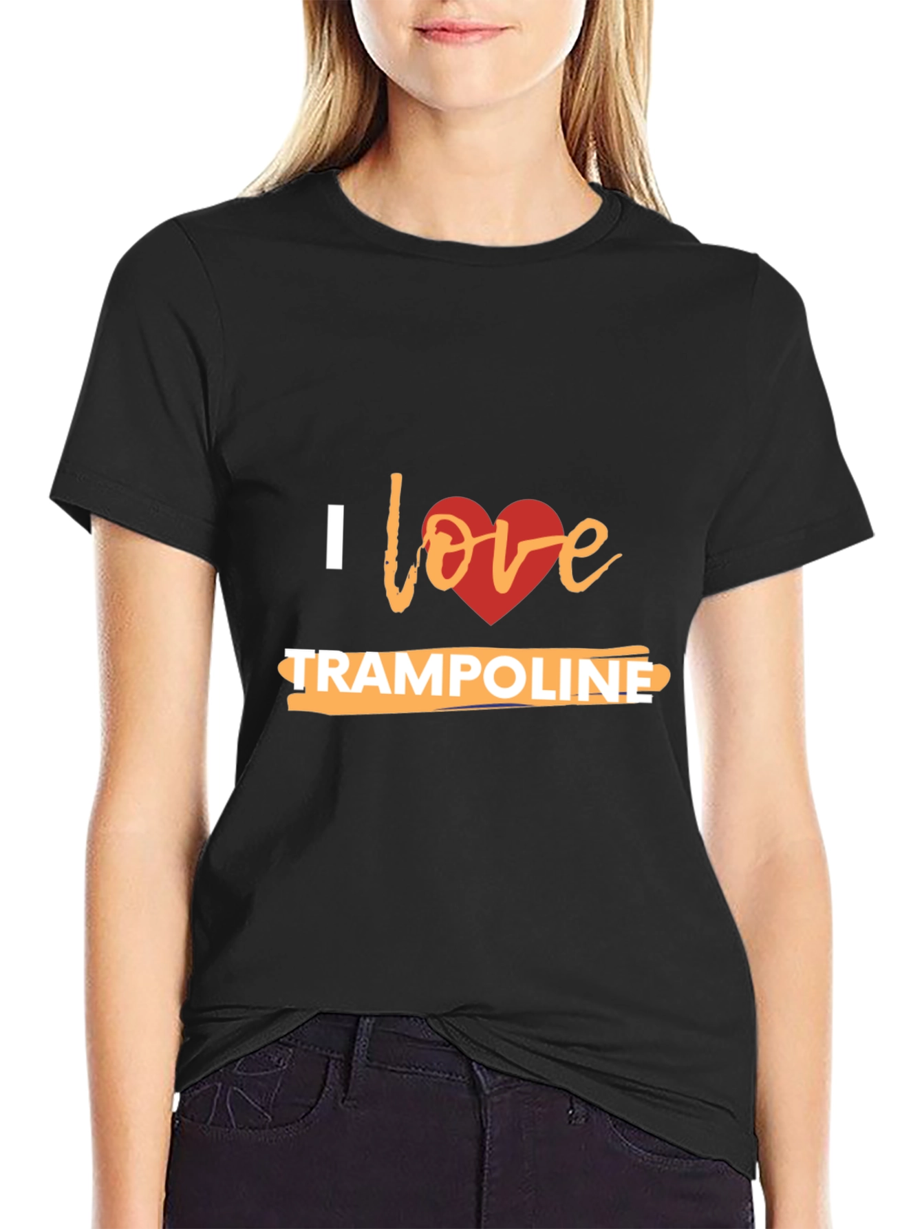 Black I Love Trampoline Graphic T-Shirt view 2