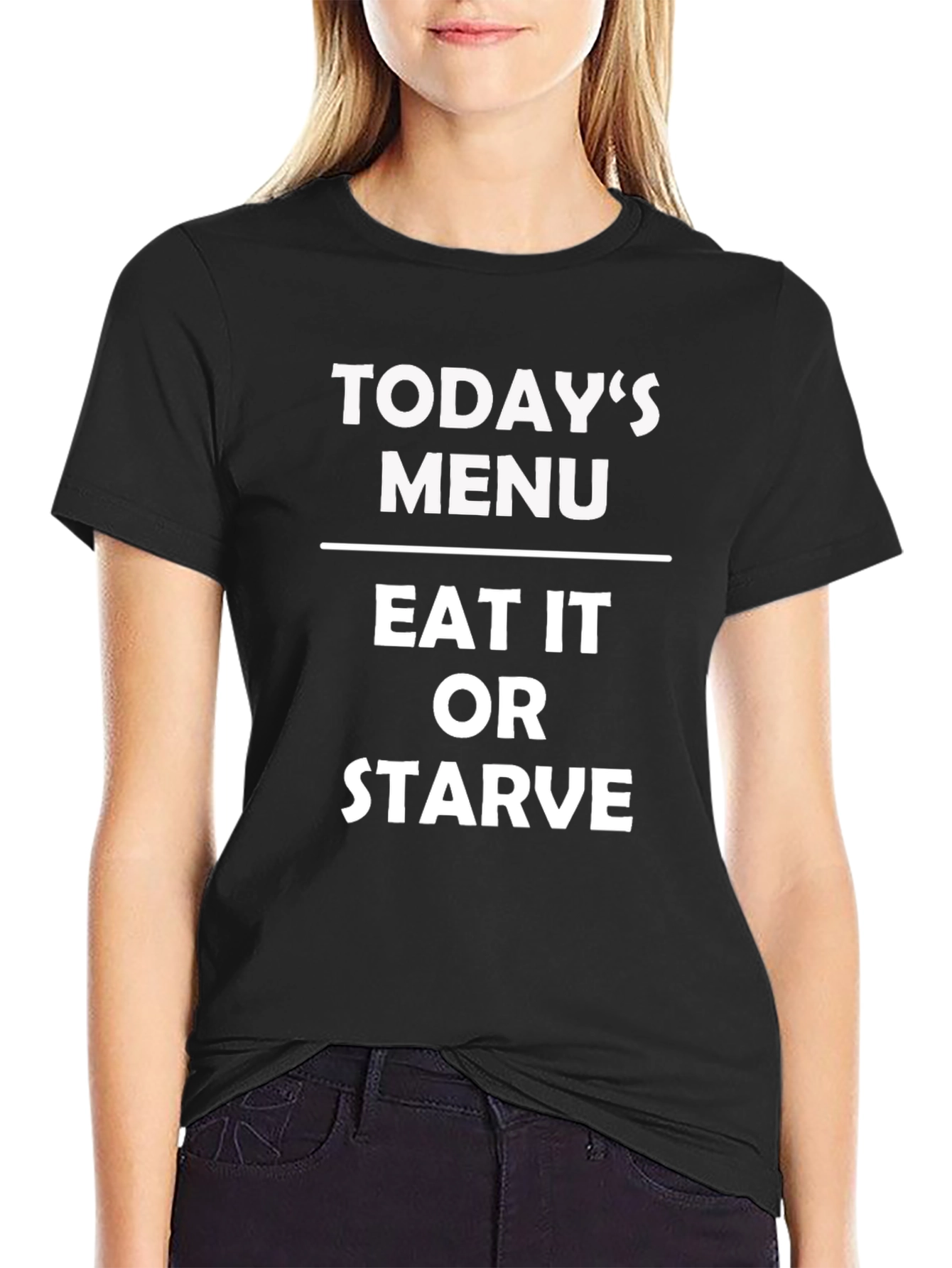 Black Eat It or Starve T-Shirt - Funny Menu Tee view 2