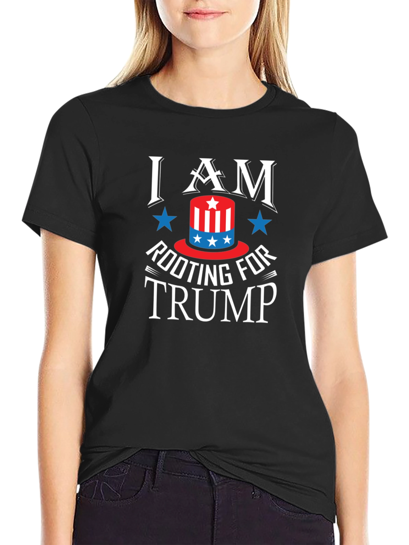 Black I Am Rooting For Trump Patriotic Graphic Tee view 2