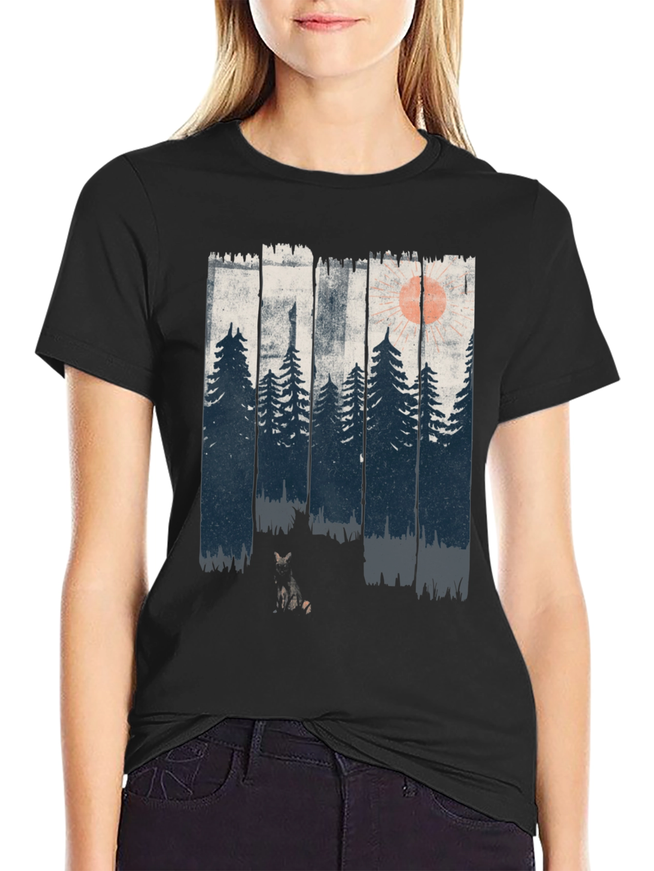 Black Forest Scene T-Shirt - Nature Lover's Tee view 2