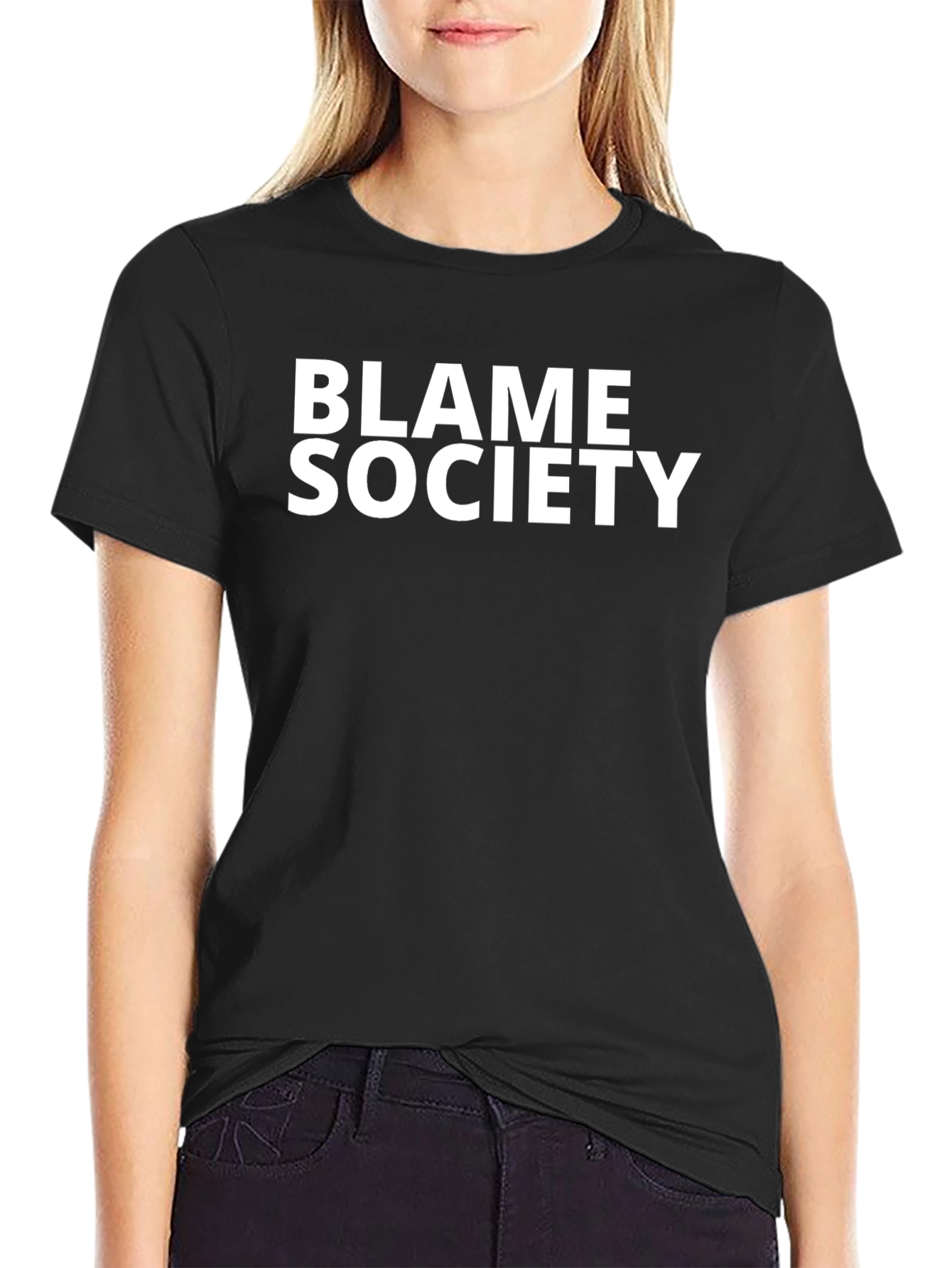Black Blame Society Black Graphic Tee - Bold Statement Style view 2