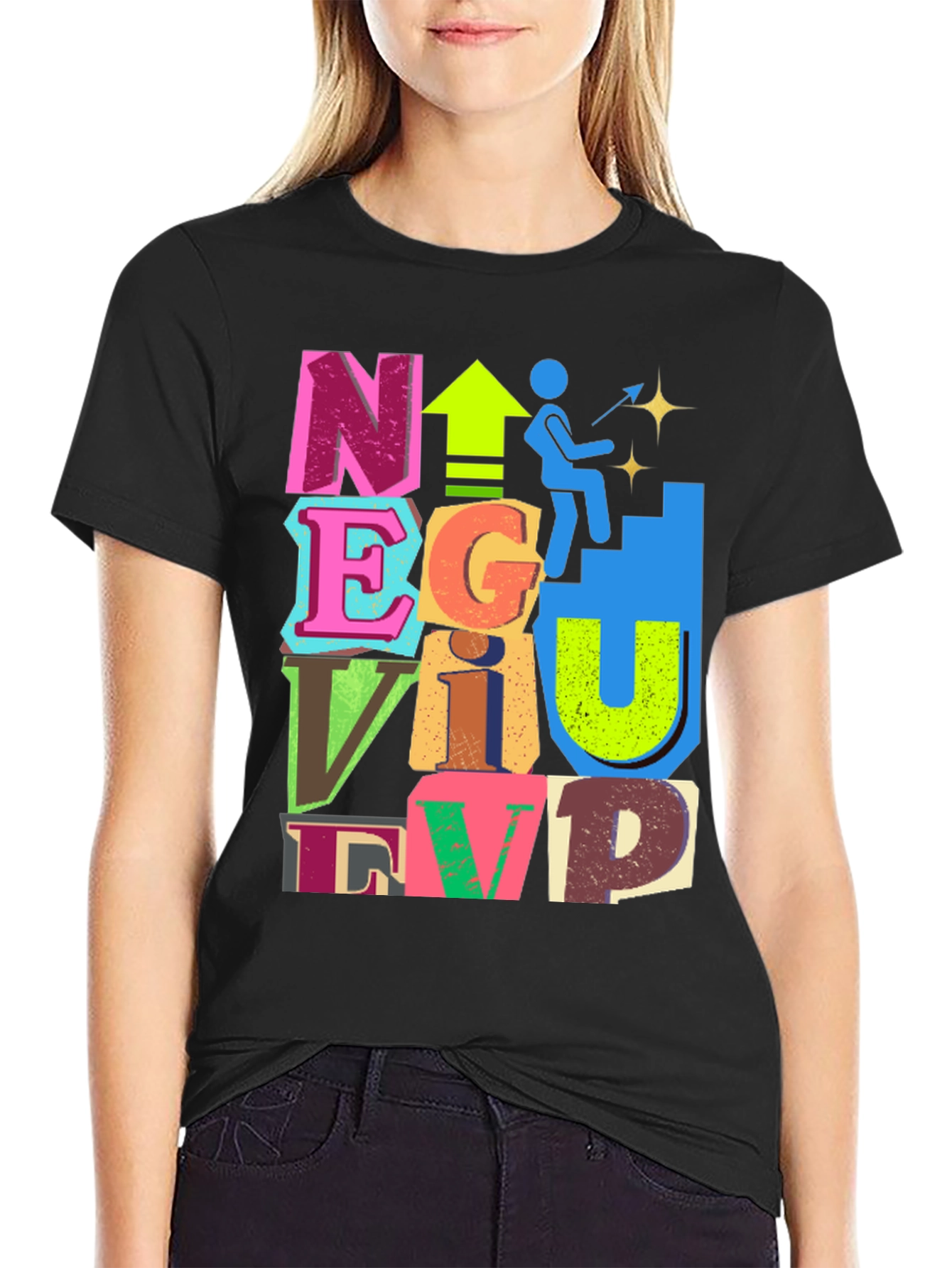 Black Motivational Graphic Tee - Climb to the Top! view 2