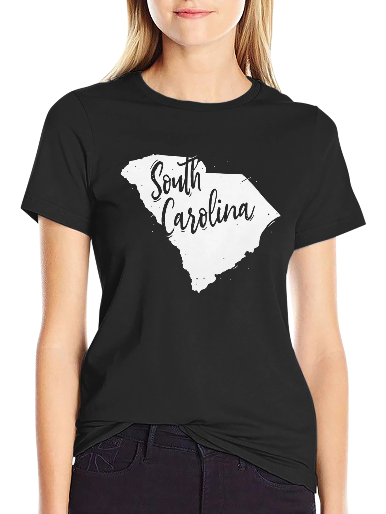 Black South Carolina State Map T-Shirt view 2