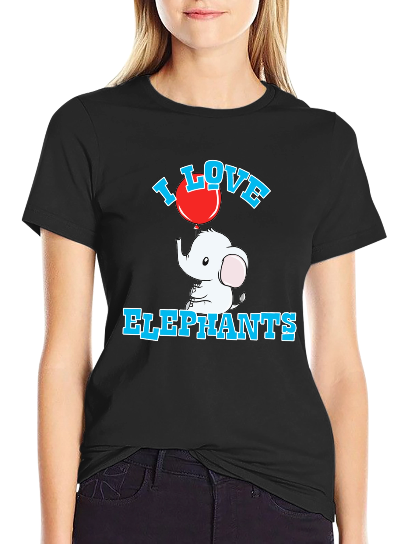 Black I Love Elephants Black Graphic Tee view 2