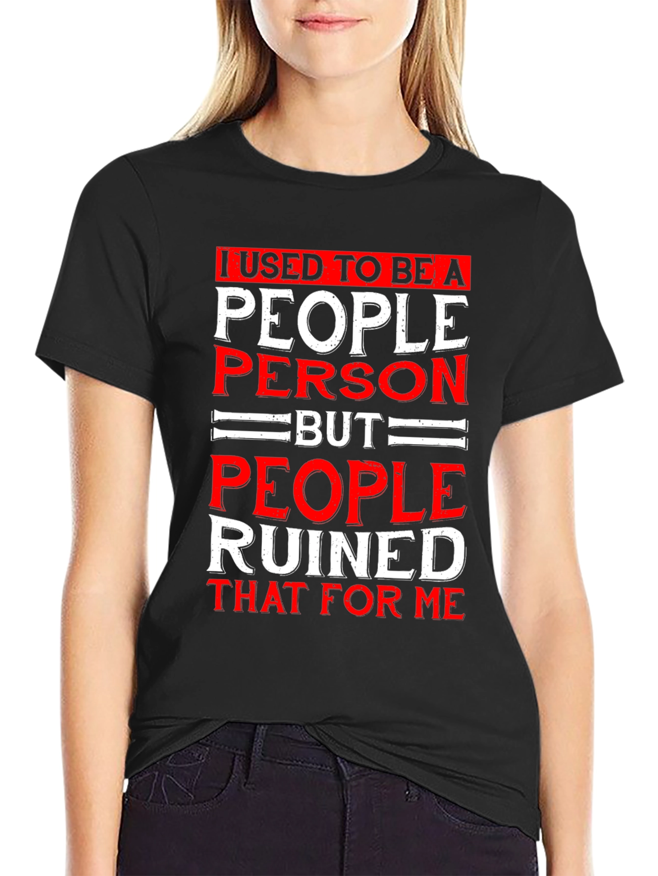 Black I Used To Be A People Person Graphic T-Shirt view 2