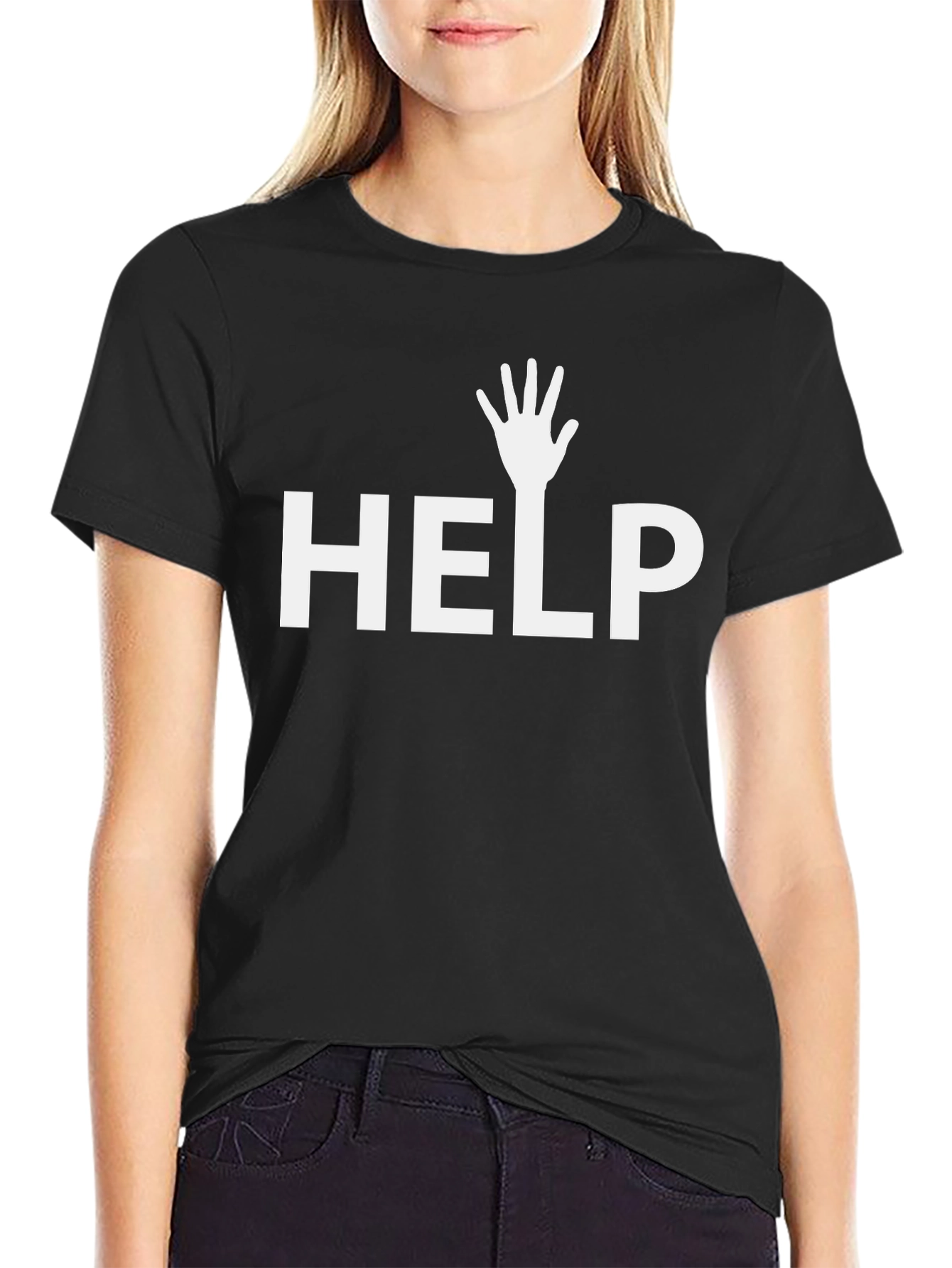 Black Help Hand Graphic Tee - Stylish Cotton Comfort view 2