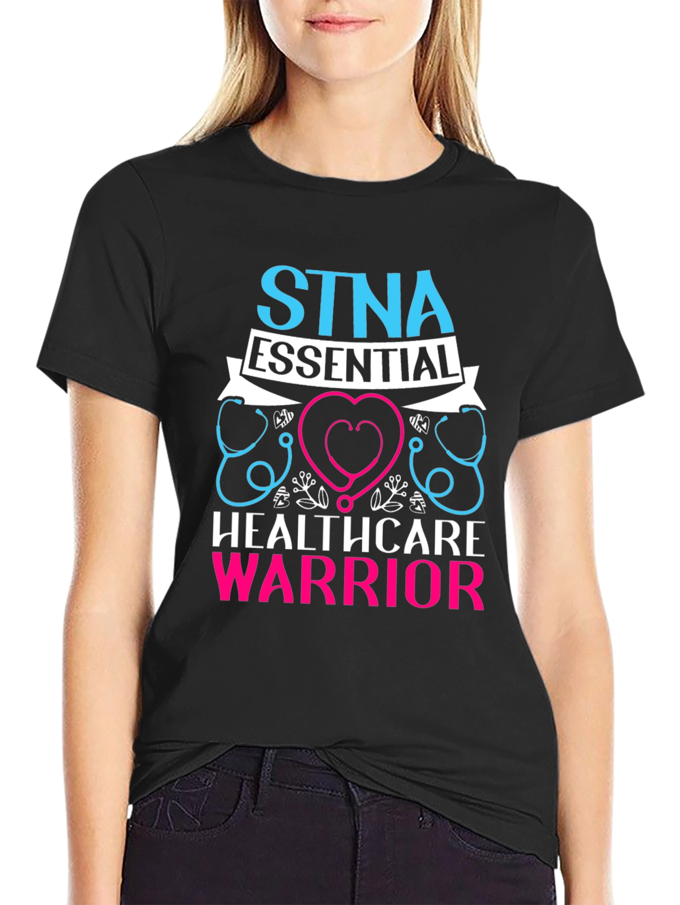 Black STNA Essential Healthcare Warrior Graphic Tee view 2