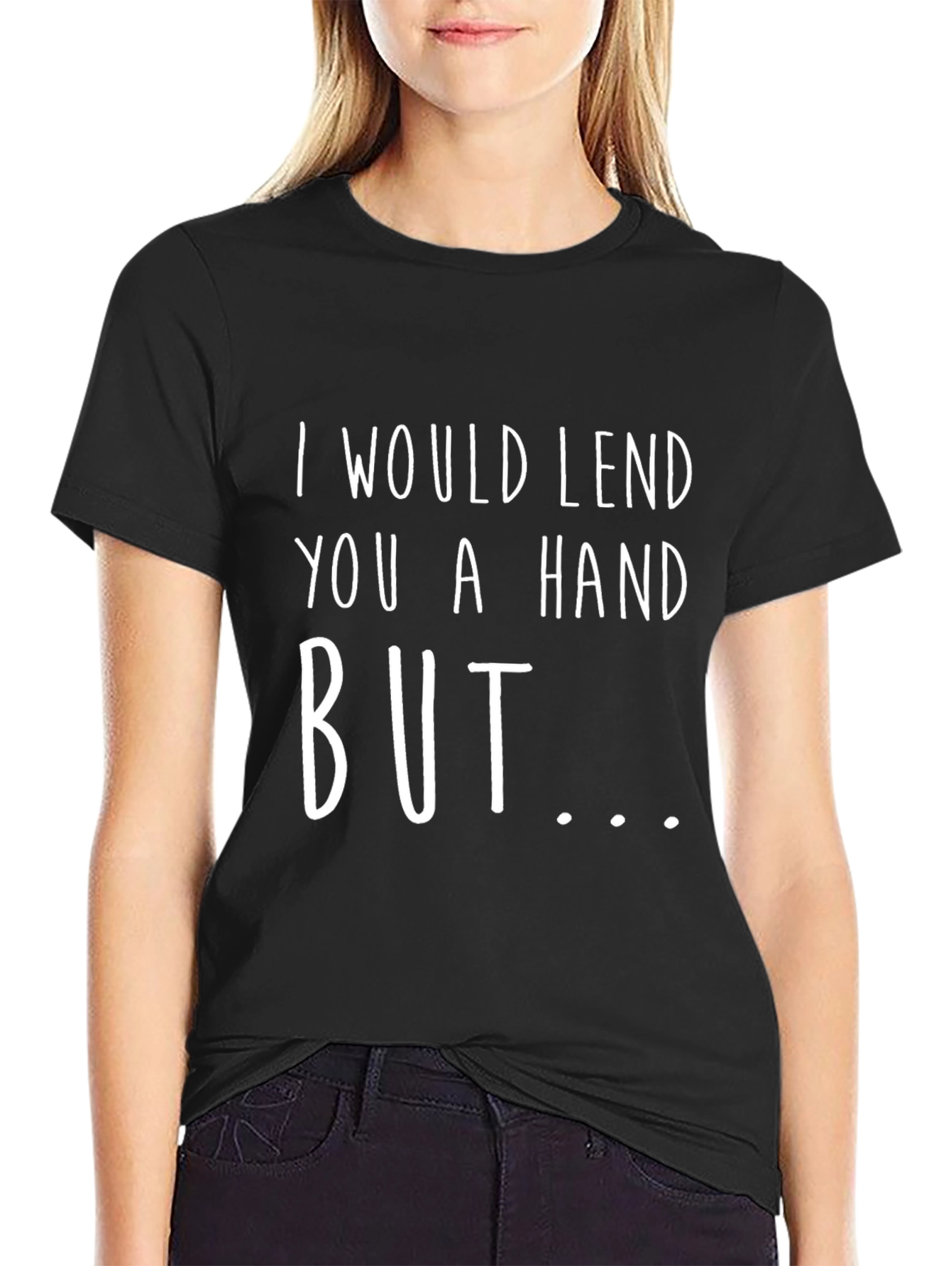 Black Funny I Would Lend You a Hand Graphic T-Shirt view 2