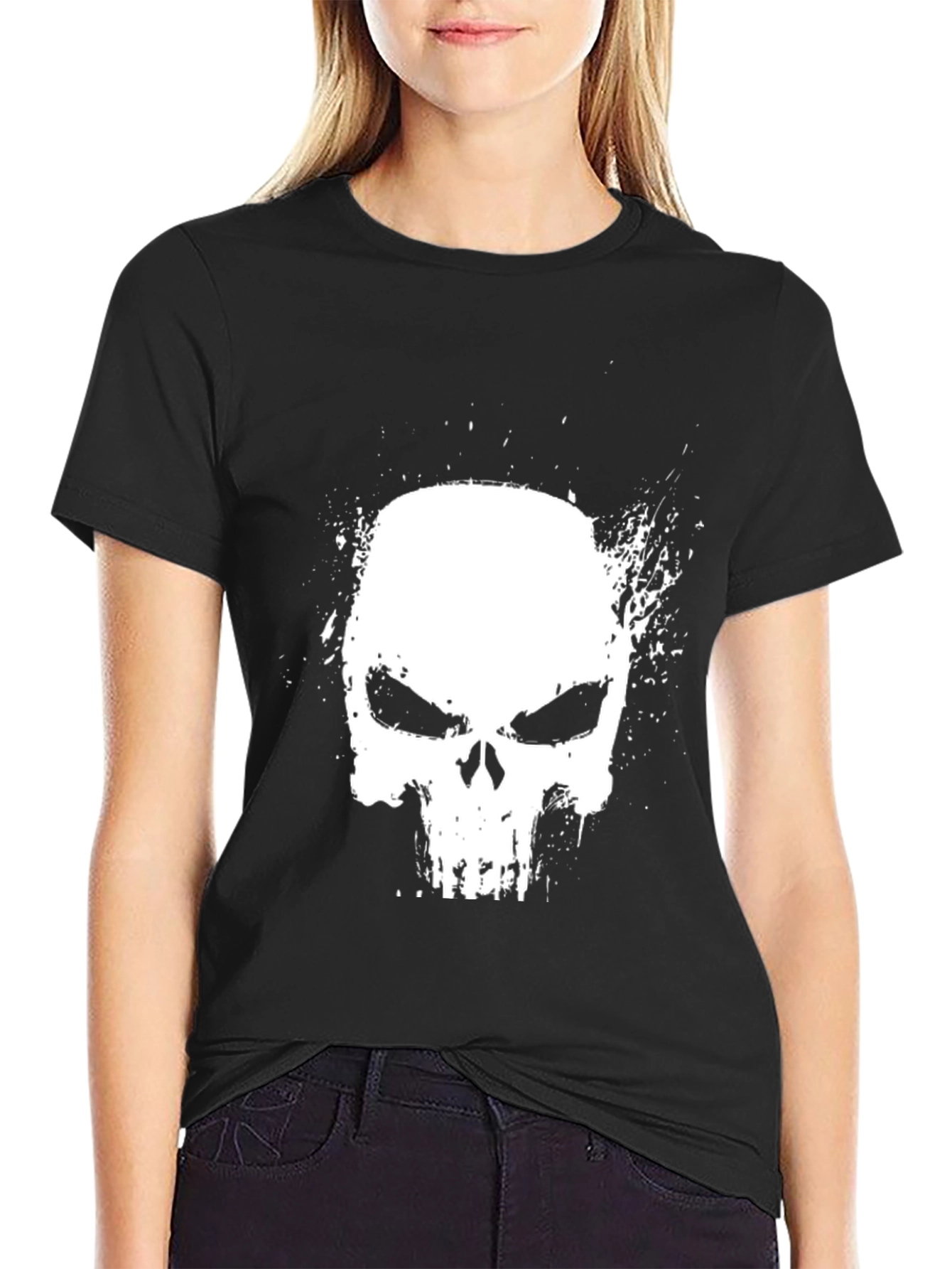 Black Skull Graphic Black T-Shirt view 2