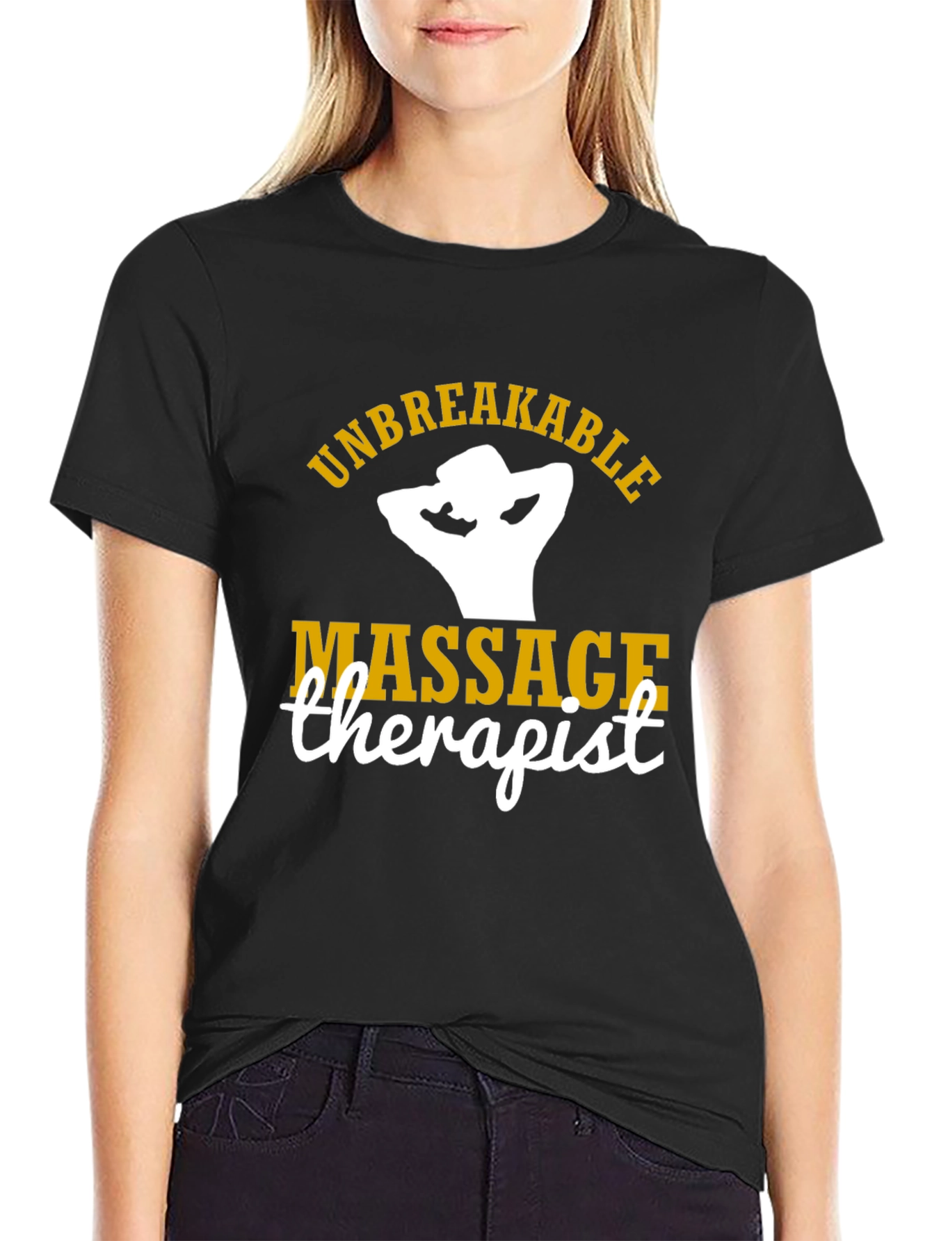 Black Unbreakable Massage Therapist T-Shirt view 2