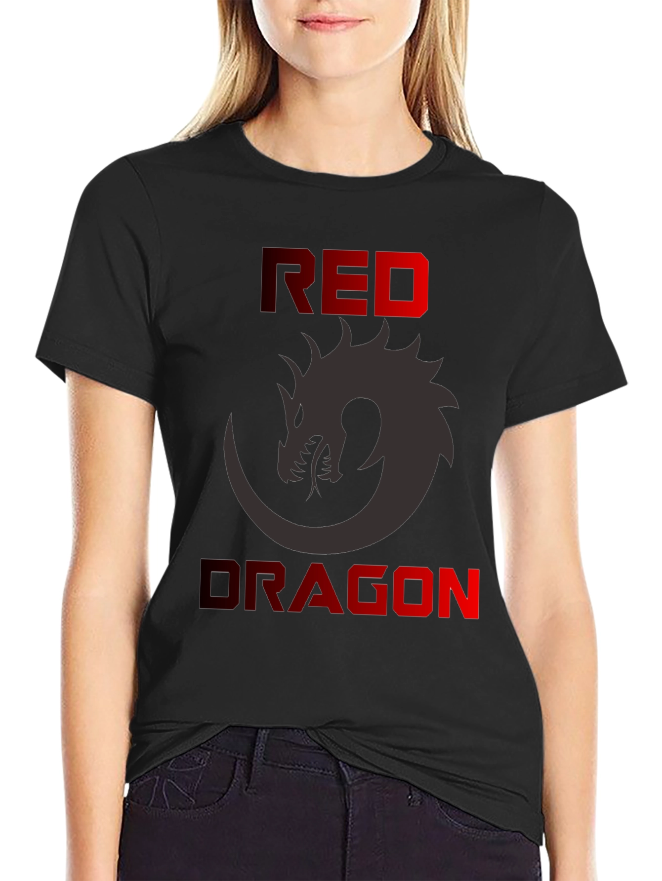 Black Red Dragon Graphic T-Shirt - Men's Black Tee view 2