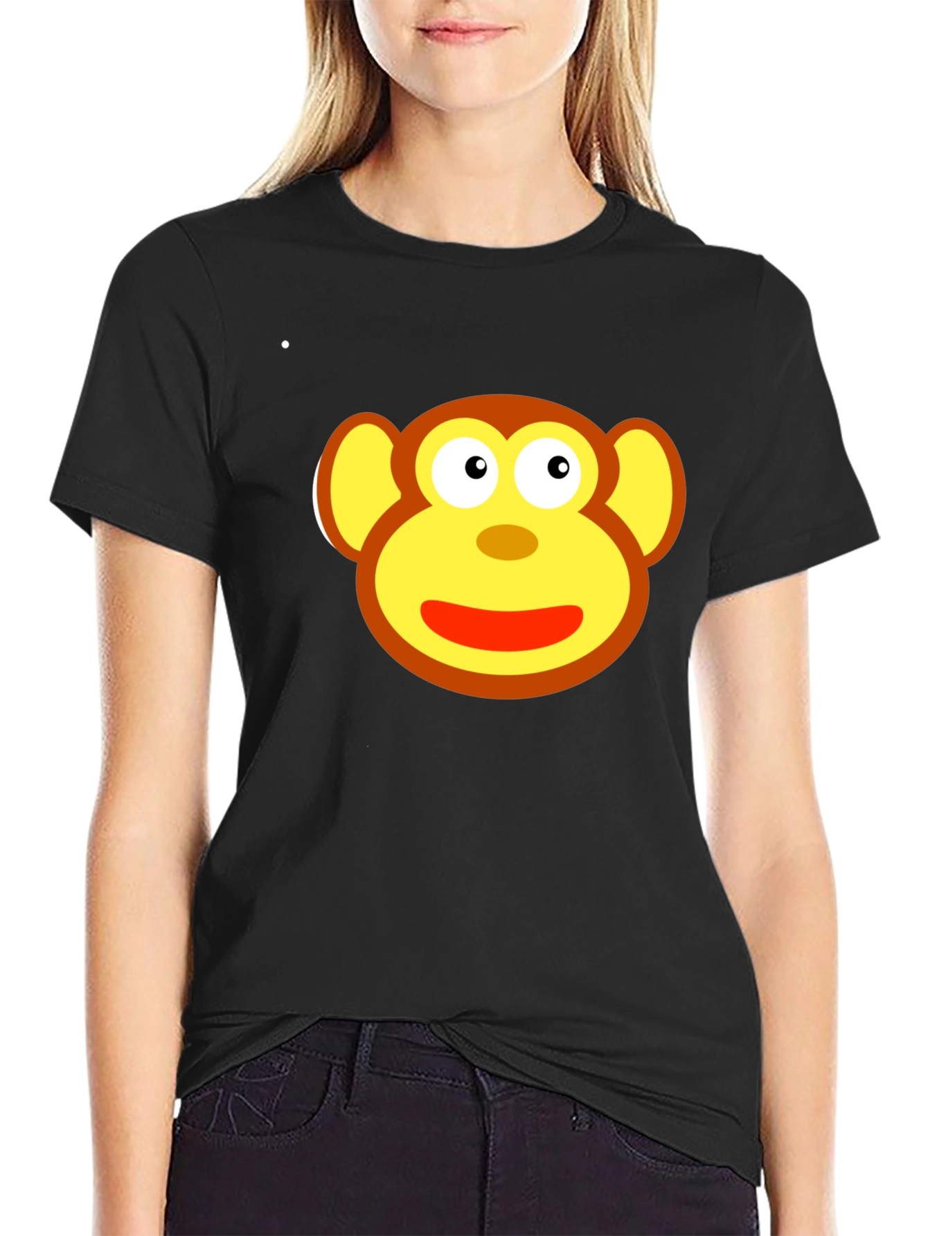 Black Monkey Face Graphic Tee - Fun & Playful Design view 2