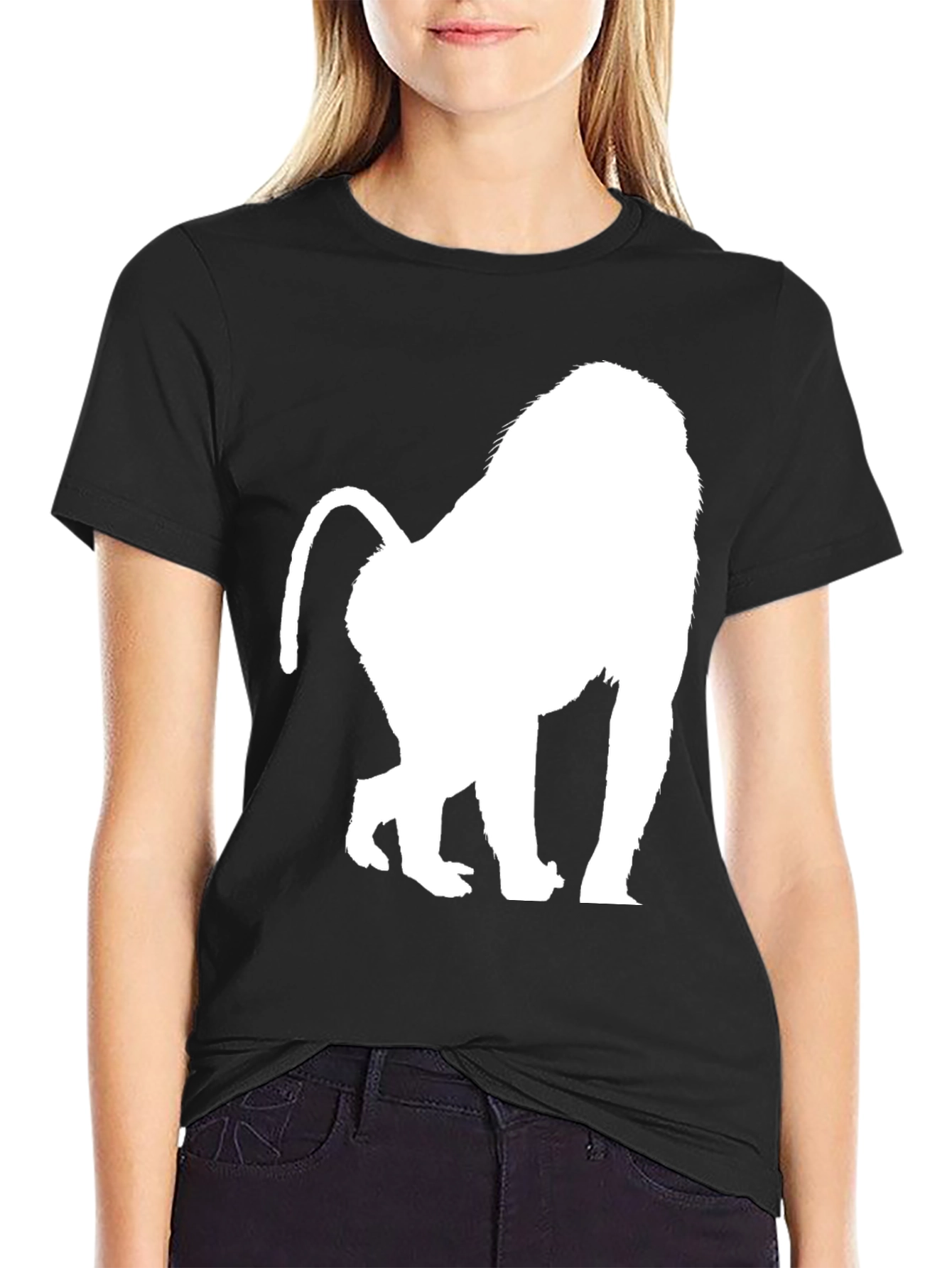 Black Baboon Silhouette Graphic Tee - Black Cotton Blend view 2