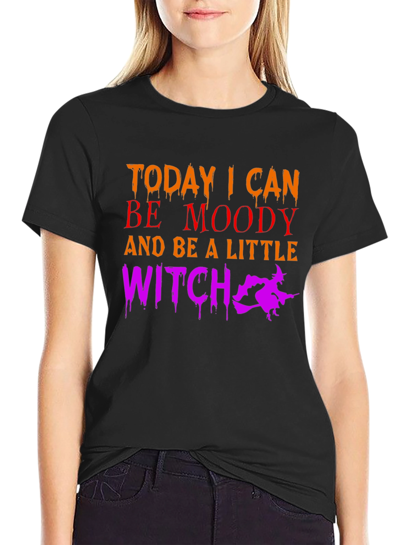 Black Moody Witch Halloween T-Shirt view 2