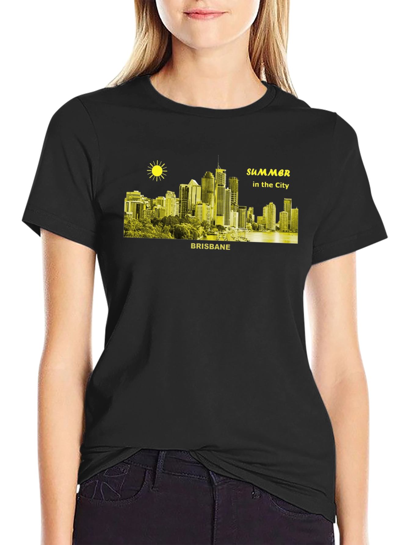 Black Brisbane Summer City T-Shirt view 2