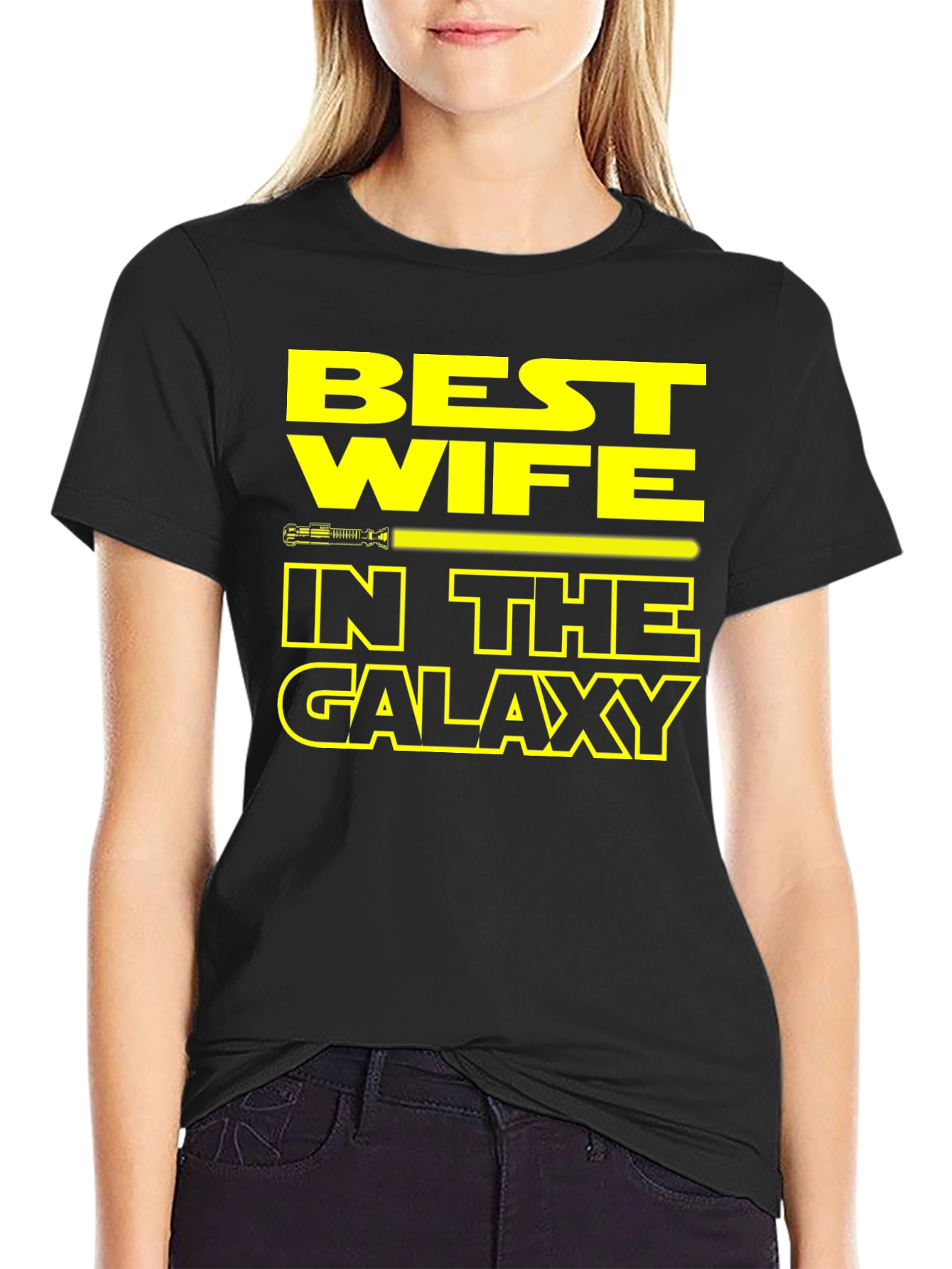 Black Best Wife in the Galaxy T-Shirt Star Wars Gift view 2