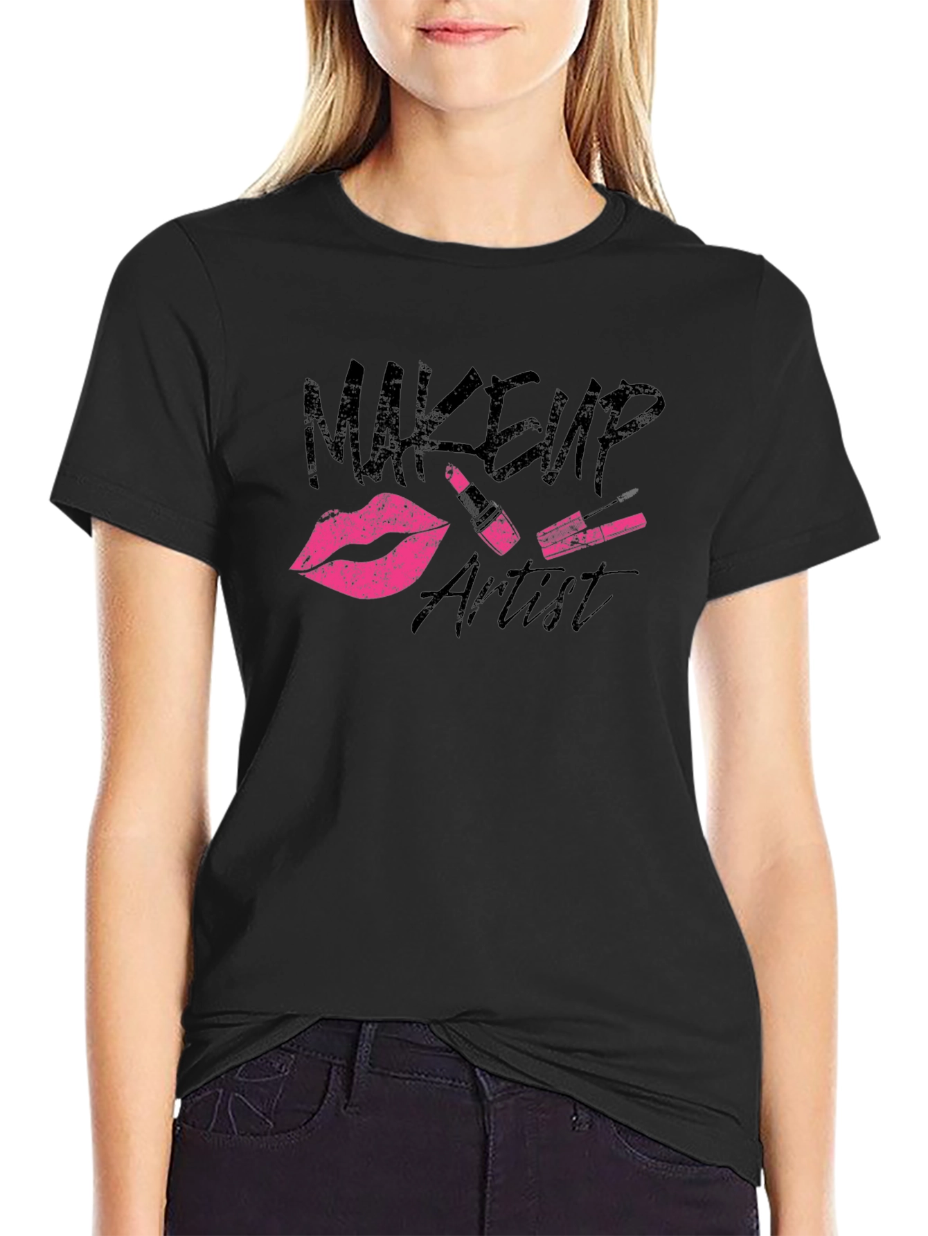 Black Makeup Artist Graphic T-Shirt - Black view 2