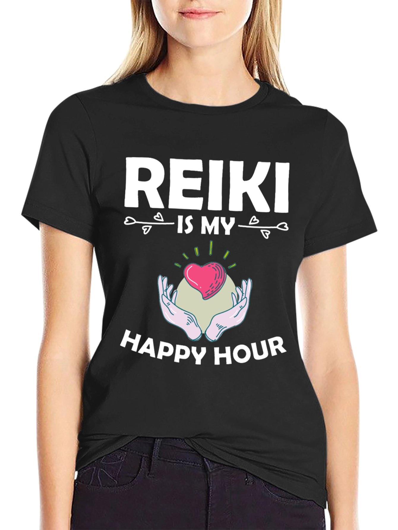 Black Reiki Is My Happy Hour T-Shirt view 2