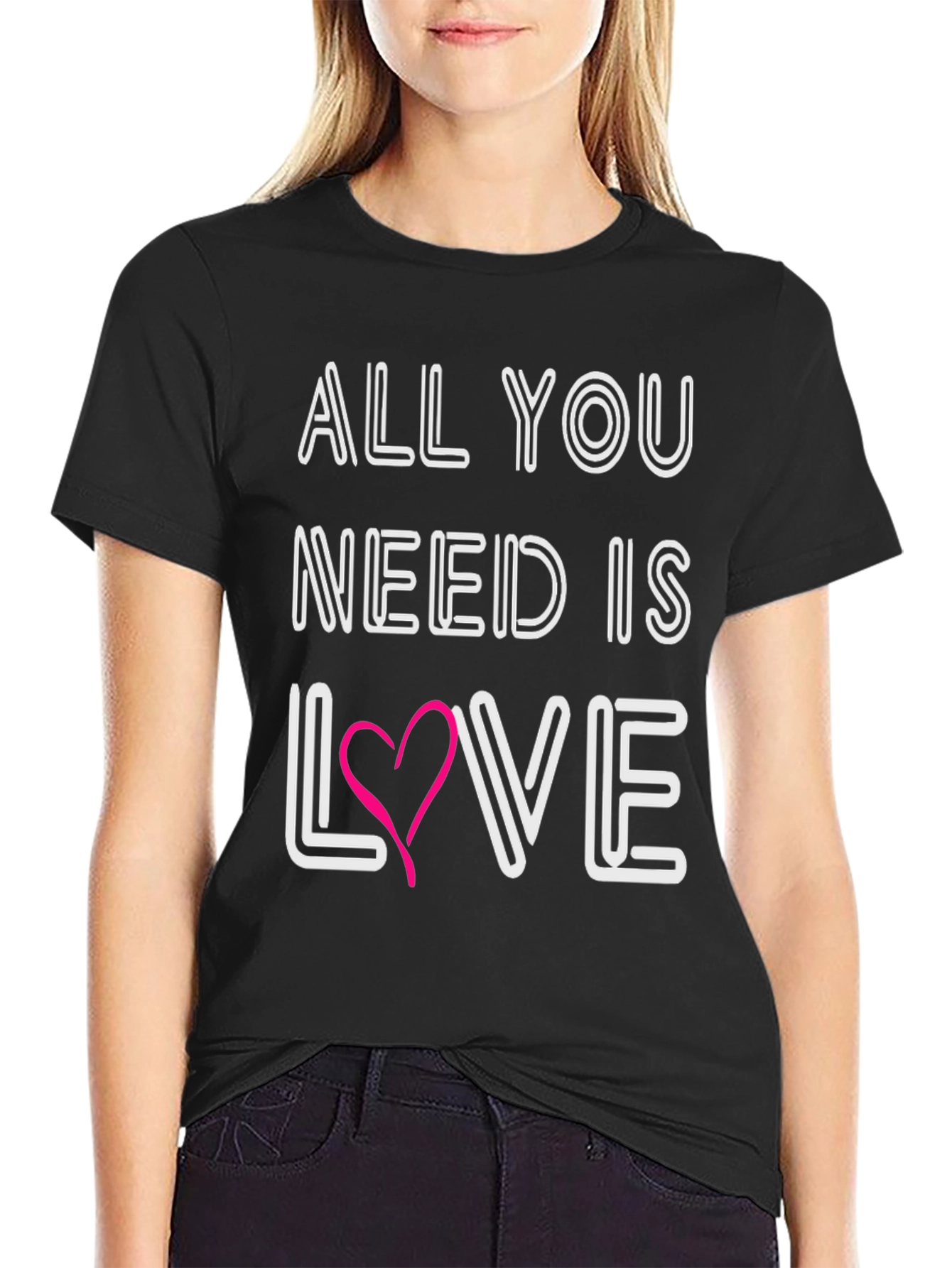 Black All You Need Is Love T-Shirt view 2