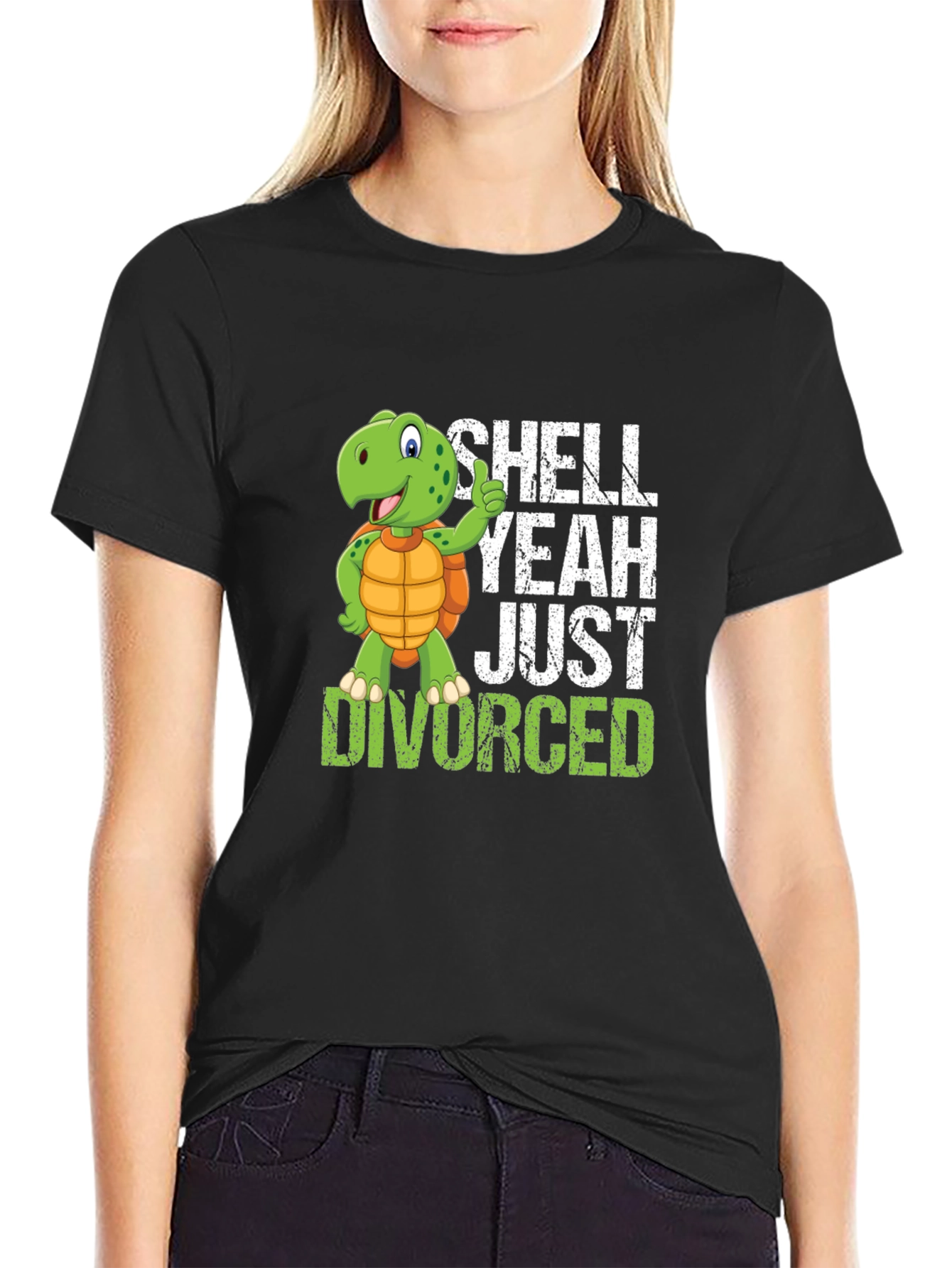 Black Shell Yeah Just Divorced T-Shirt - Funny Divorcee Gift view 2
