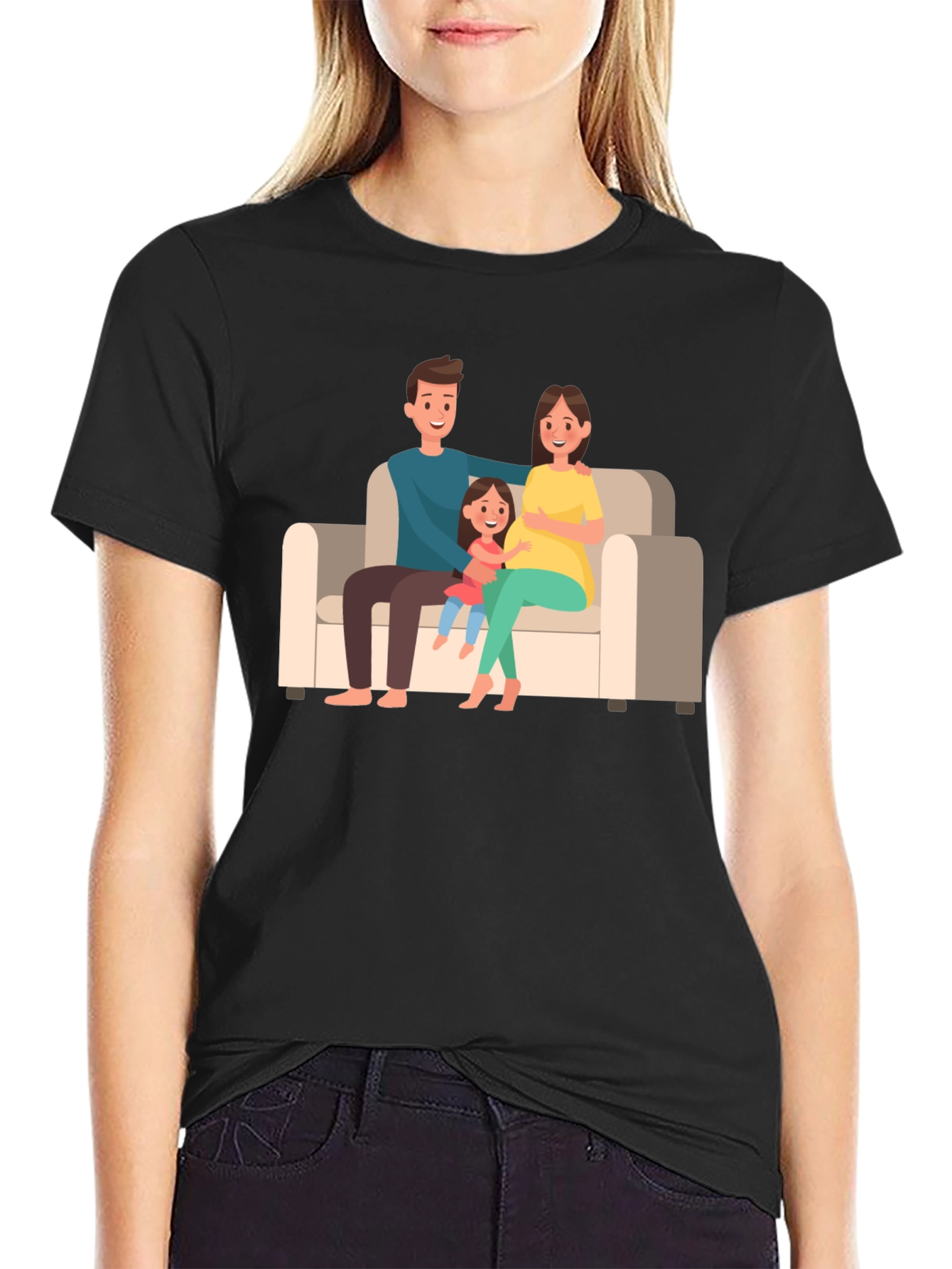Black Family Portrait Graphic Tee - Black Cotton Comfort view 2