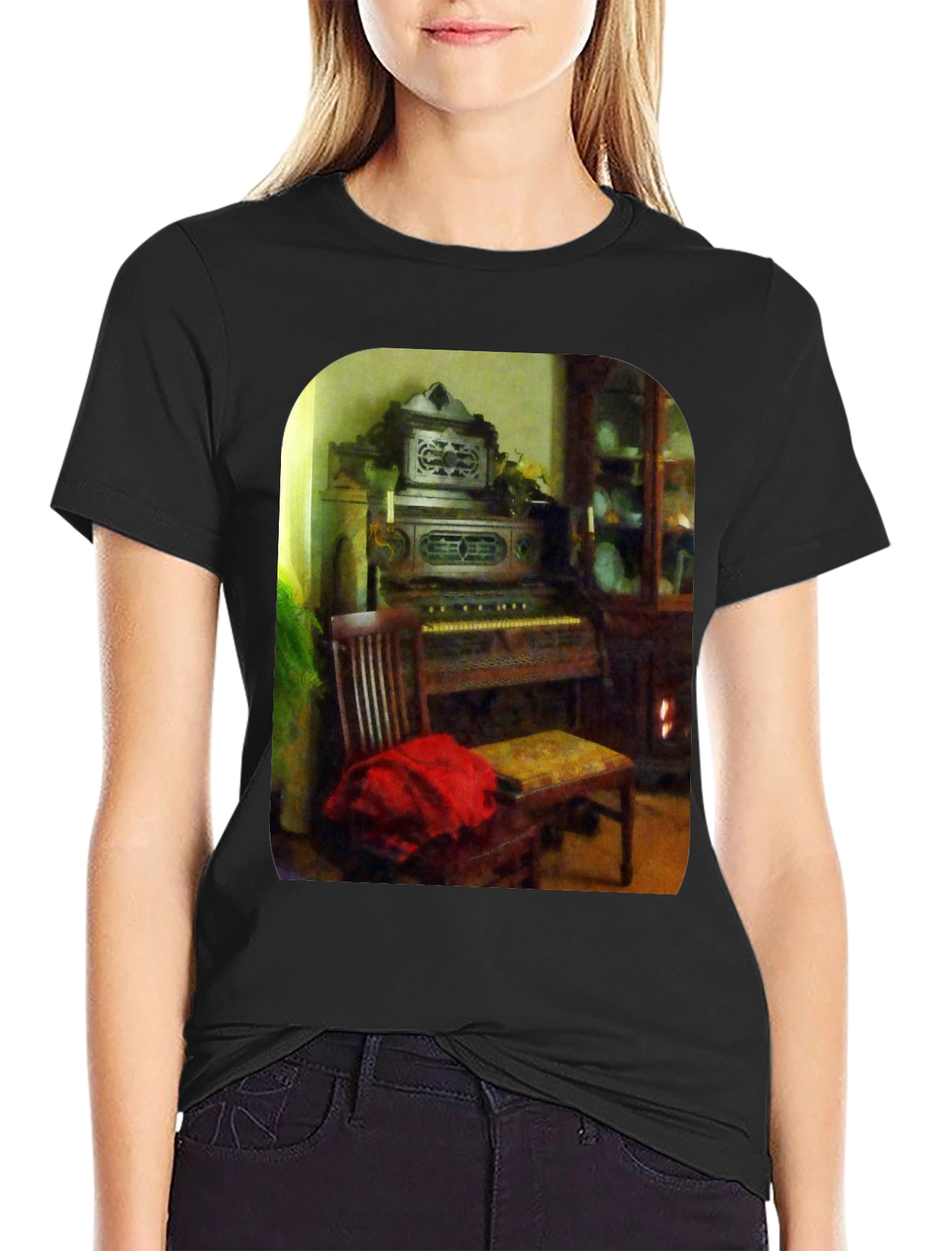 Black Vintage Organ T-Shirt view 2