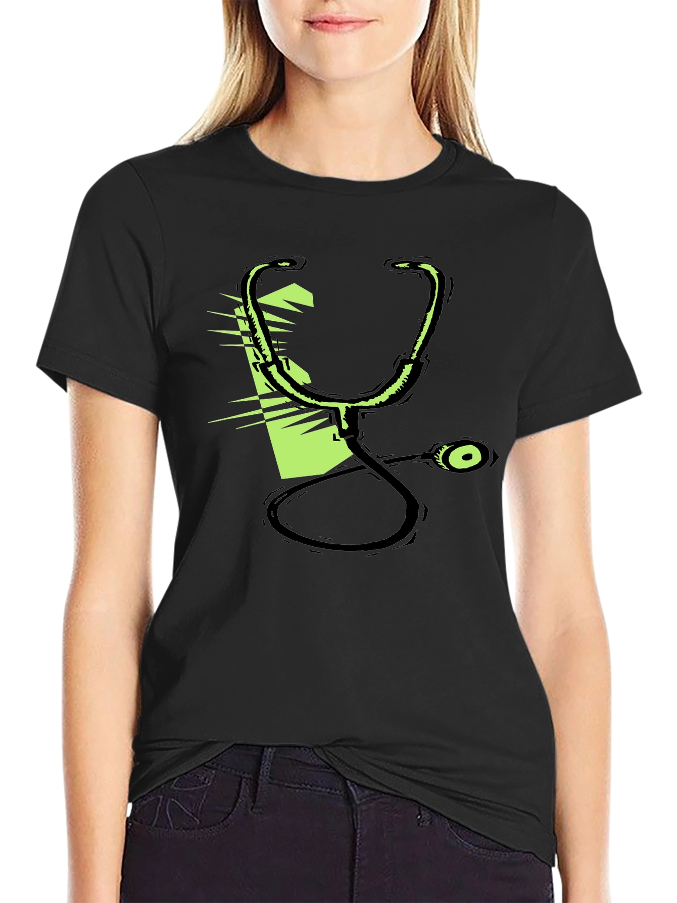 Black Stethoscope Graphic Black T-Shirt view 2