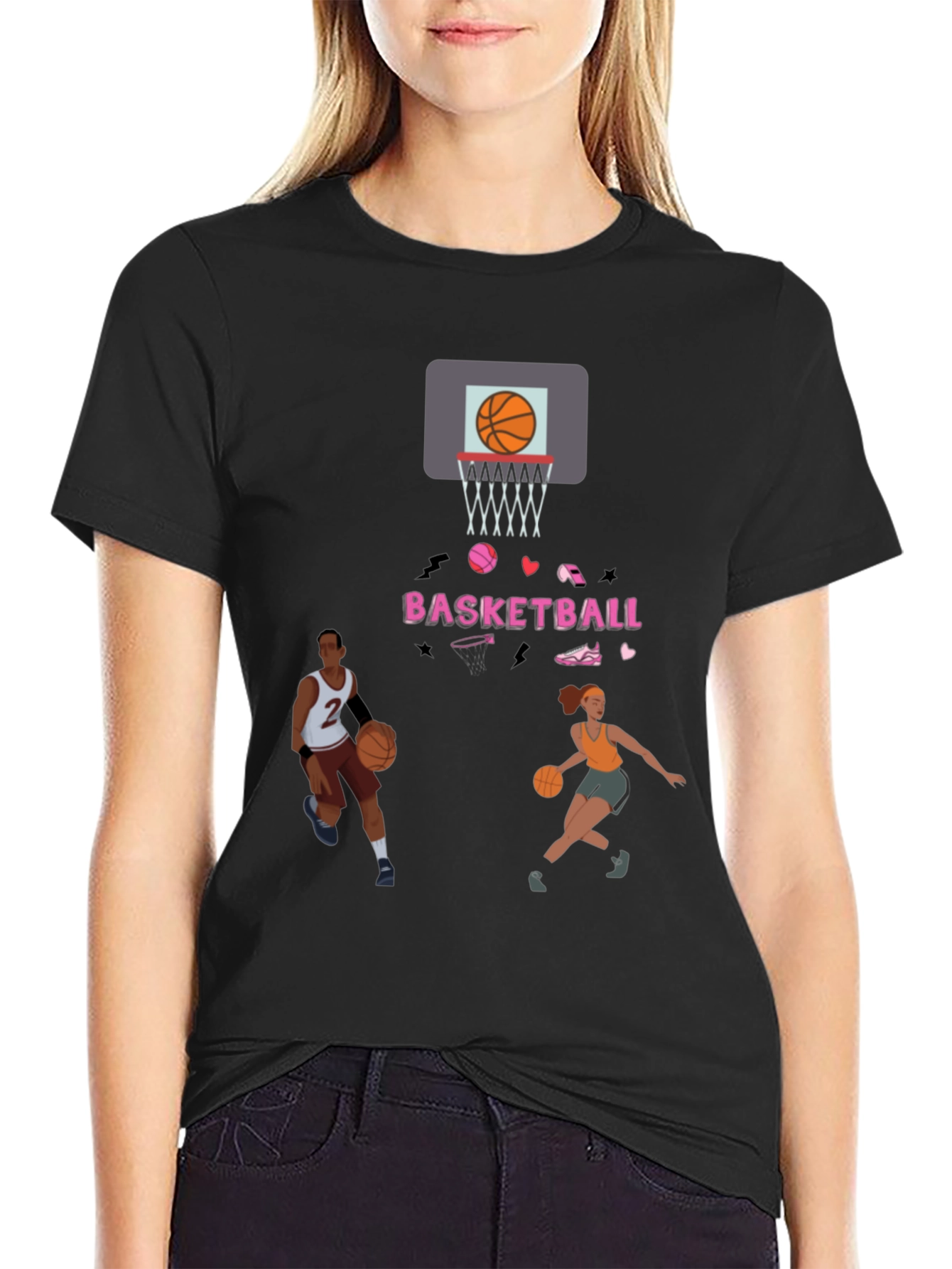 Black Basketball Graphic Tee - Playful & Sporty view 2